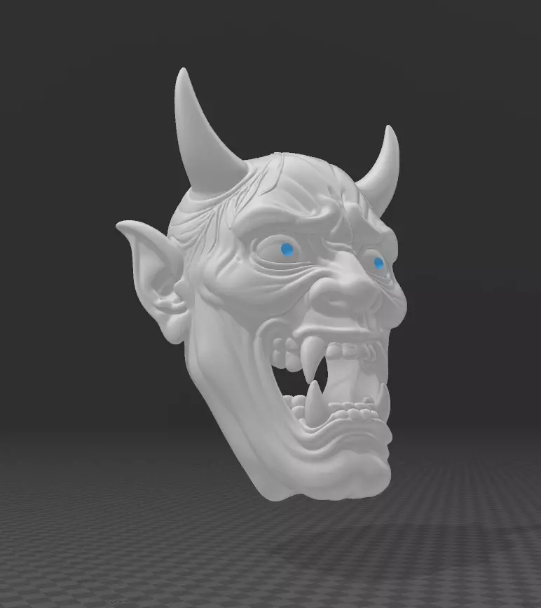 Hannya mask mascara blanca 3D print model_4
