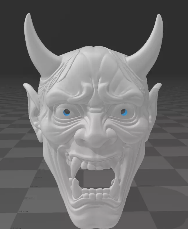 Hannya mask mascara blanca 3D print model_5