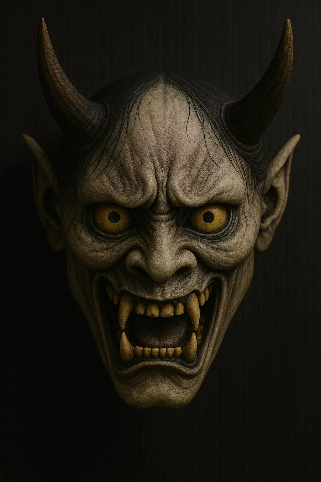 Hannya mask mascara blanca 3D print model_0