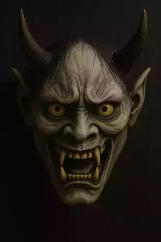 Hannya mask mascara blanca 3D print model