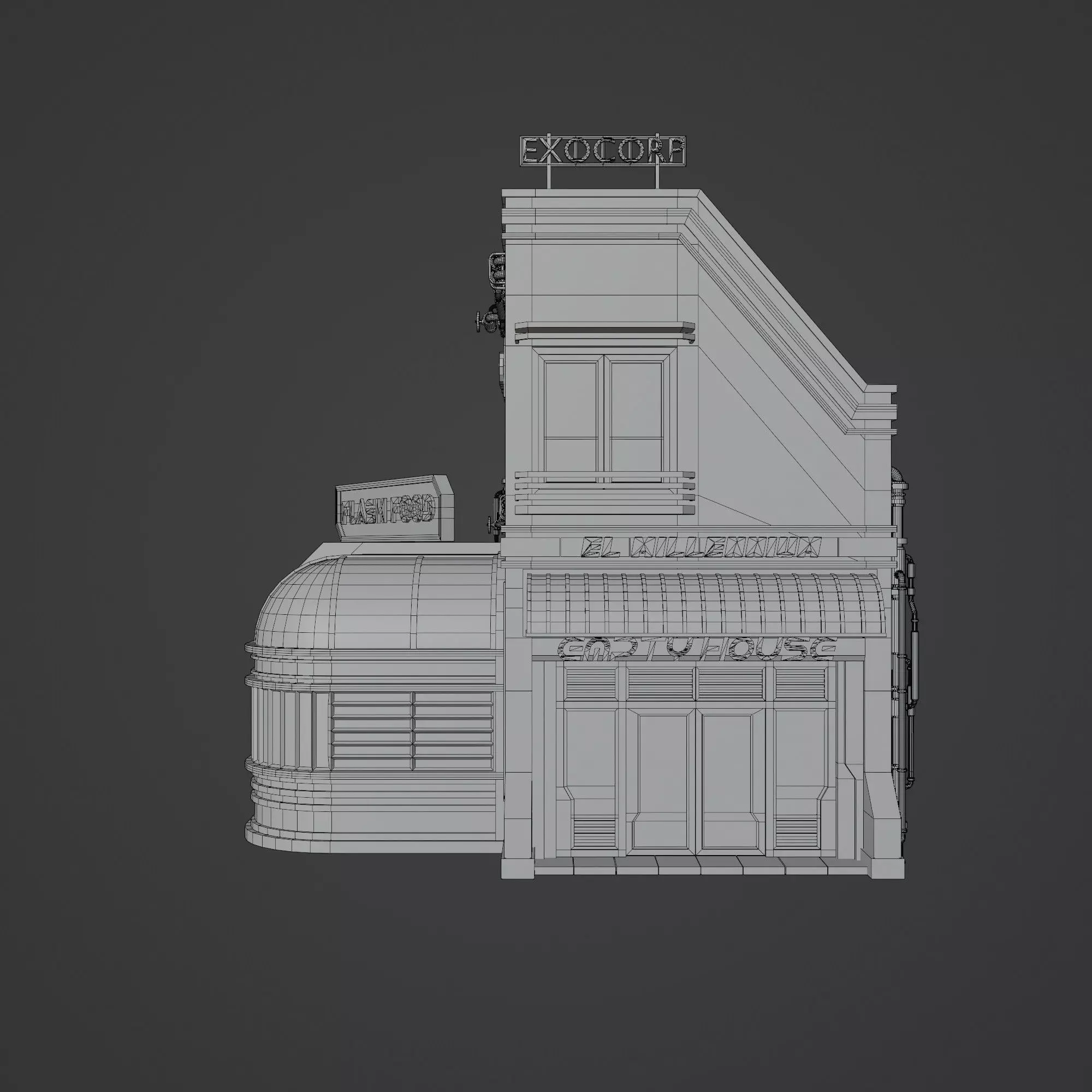 SCIFI CYBERPUNK FUTURISTIC NEON BUILDING 03 Low-poly 3D model_12