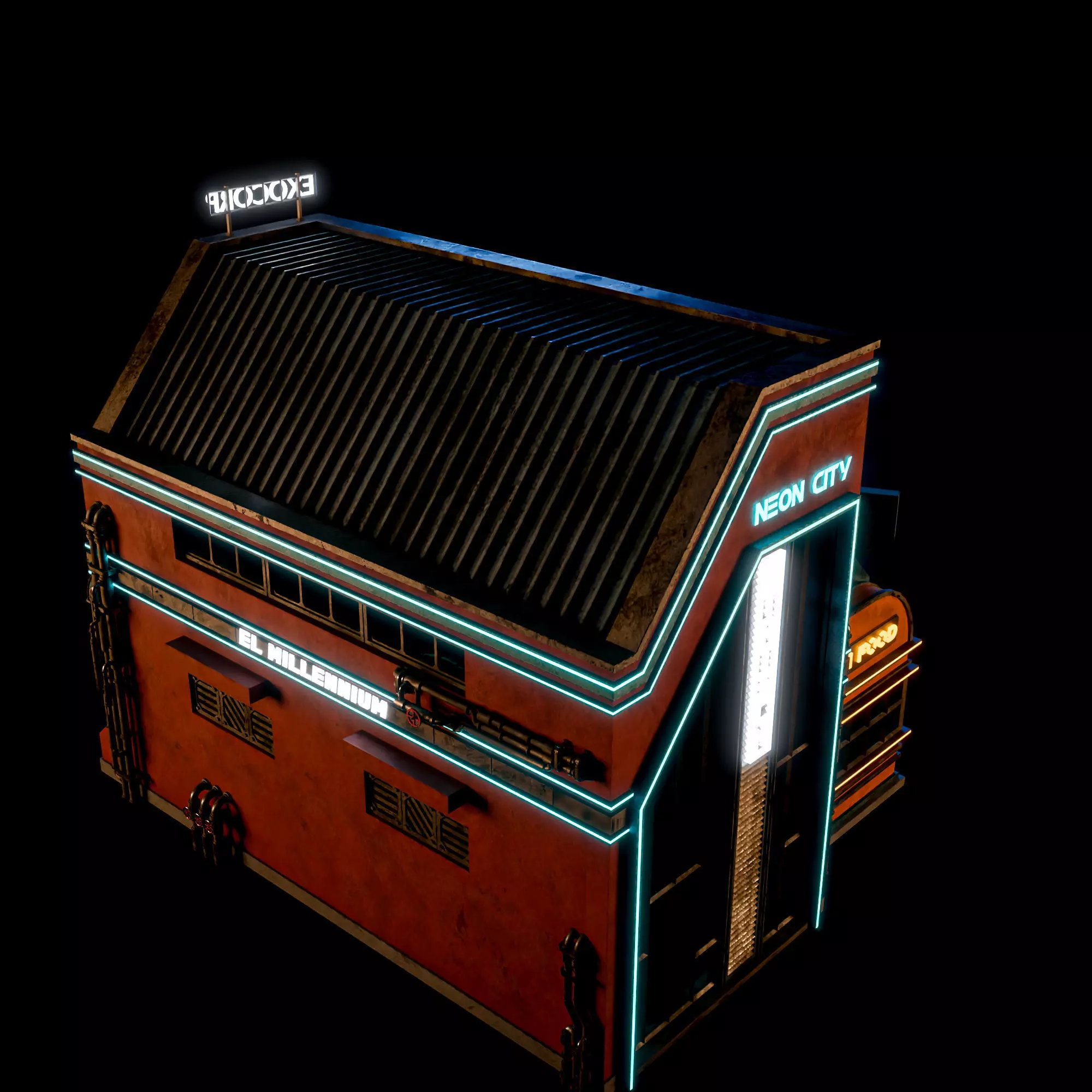 SCIFI CYBERPUNK FUTURISTIC NEON BUILDING 03 Low-poly 3D model_10