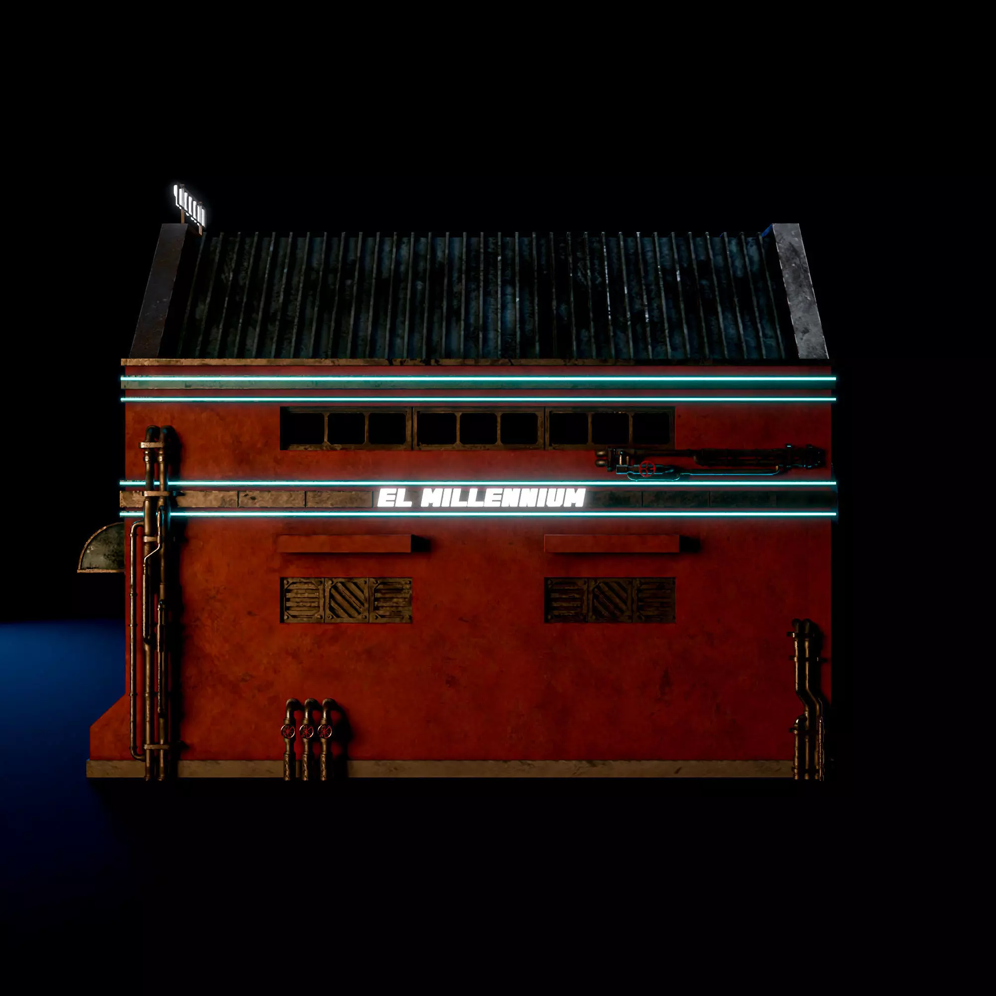 SCIFI CYBERPUNK FUTURISTIC NEON BUILDING 03 Low-poly 3D model_3