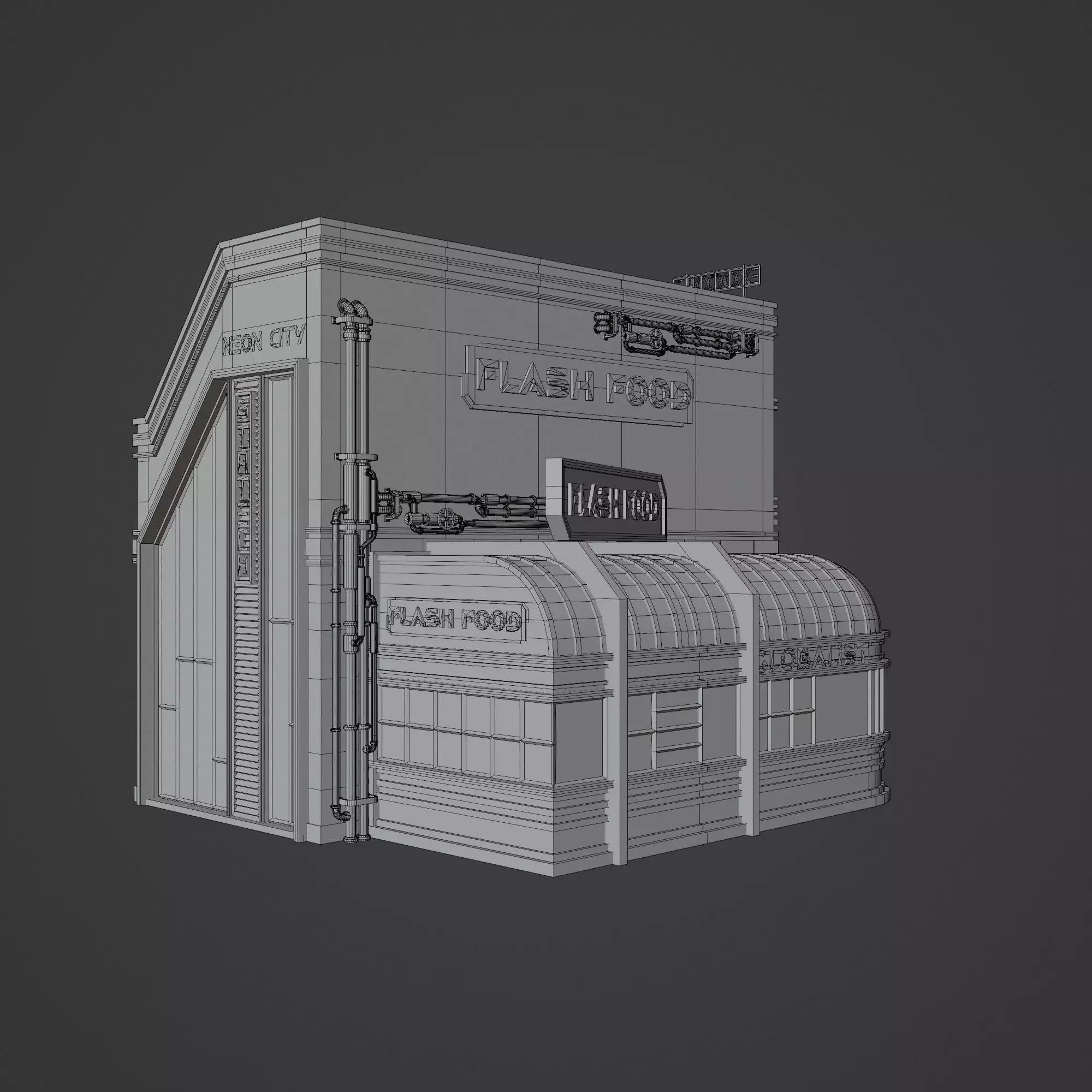 SCIFI CYBERPUNK FUTURISTIC NEON BUILDING 03 Low-poly 3D model_11