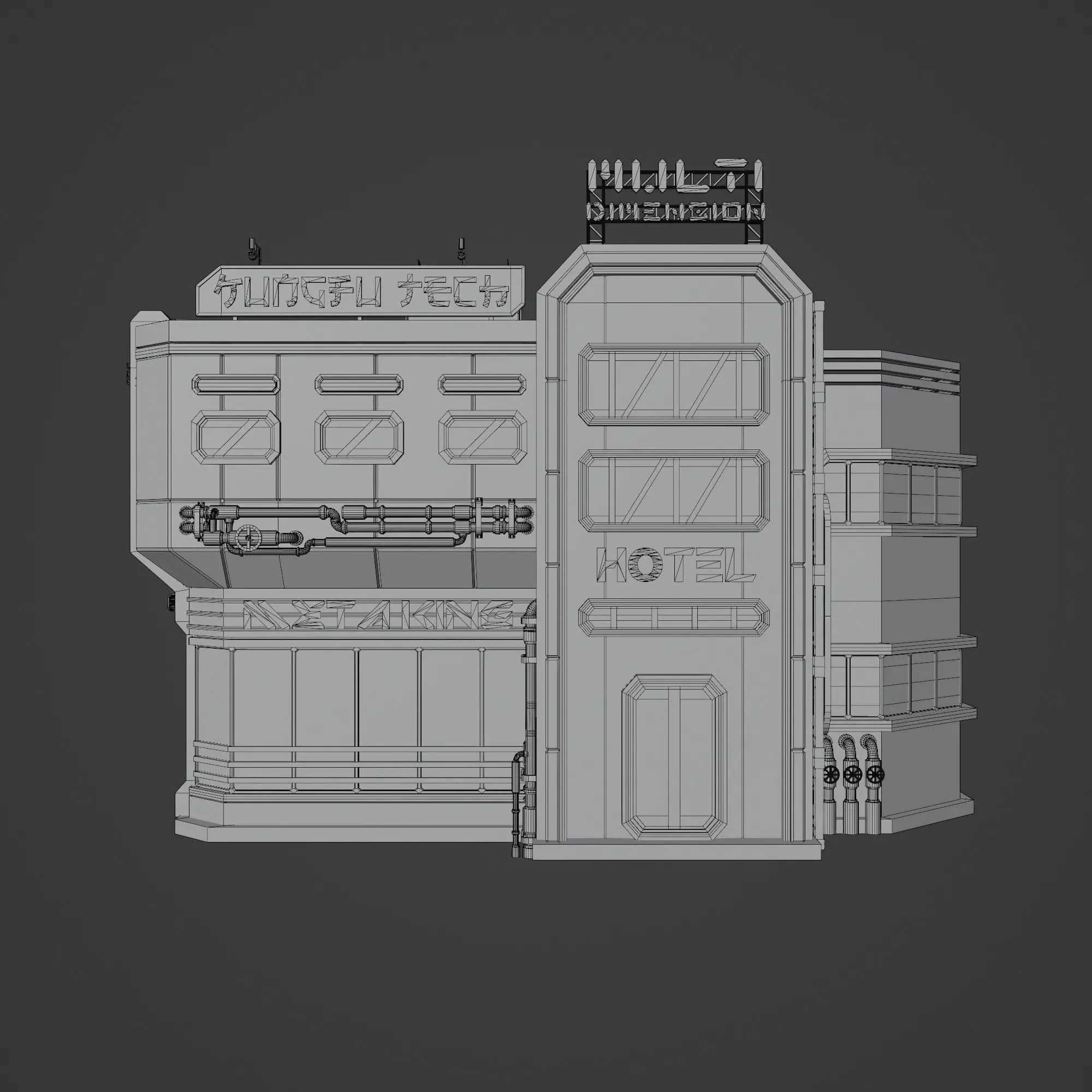 SCIFI CYBERPUNK FUTURISTIC NEON BUILDING 04 Low-poly 3D model_11