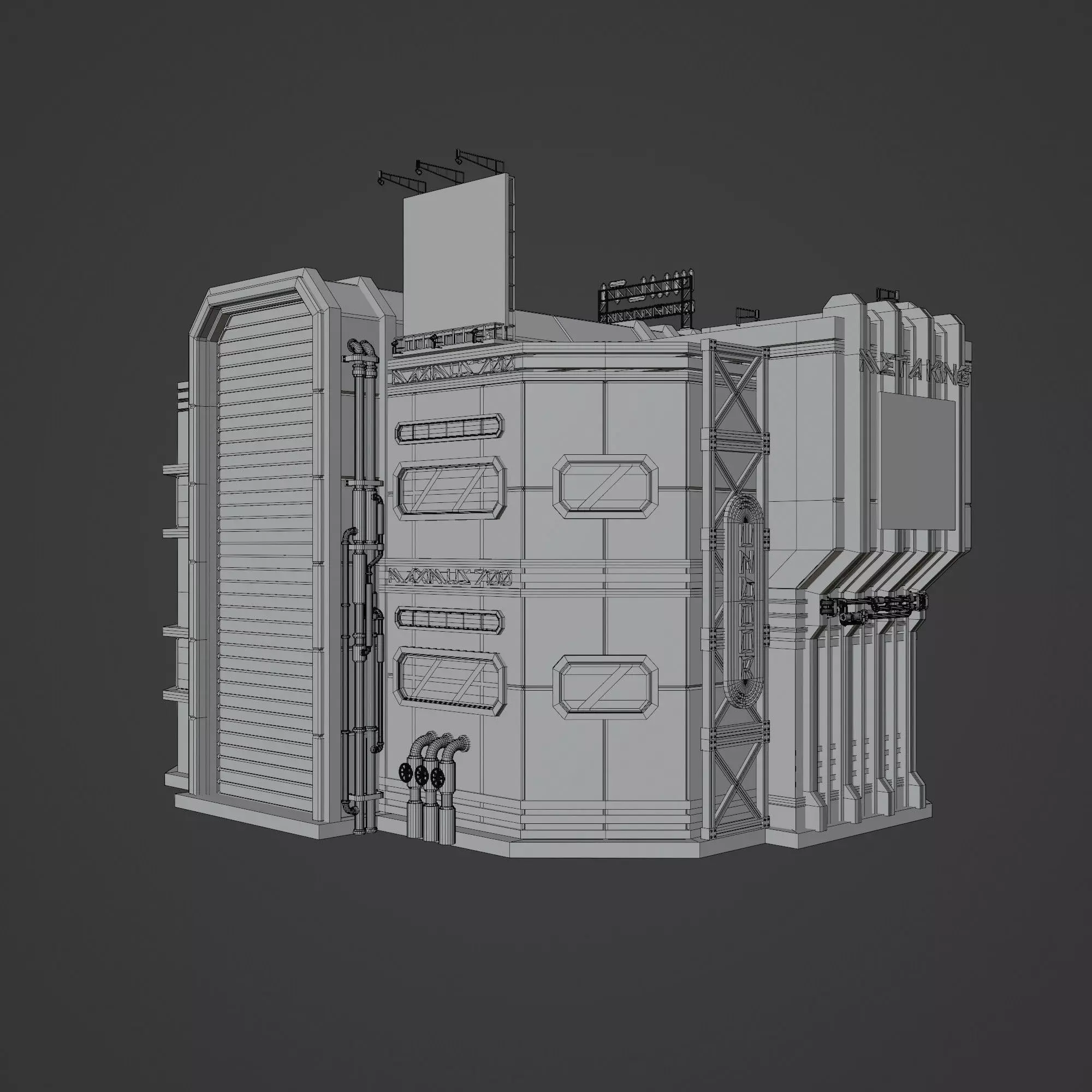 SCIFI CYBERPUNK FUTURISTIC NEON BUILDING 04 Low-poly 3D model_12