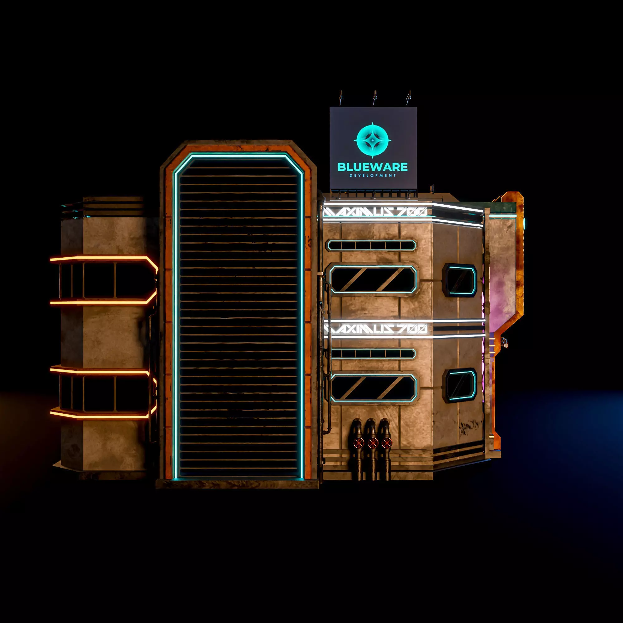 SCIFI CYBERPUNK FUTURISTIC NEON BUILDING 04 Low-poly 3D model_5