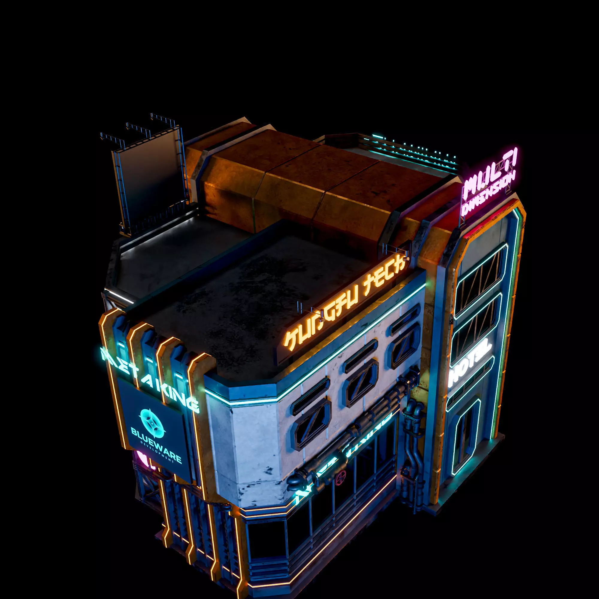 SCIFI CYBERPUNK FUTURISTIC NEON BUILDING 04 Low-poly 3D model_9