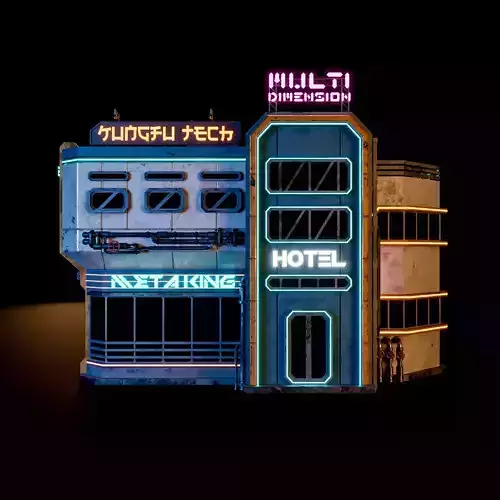 SCIFI CYBERPUNK FUTURISTIC NEON BUILDING 04 Low-poly 3D model SCIFI CYBERPUNK FUTURISTIC NEON BUILDING 04 Low-poly 3D model