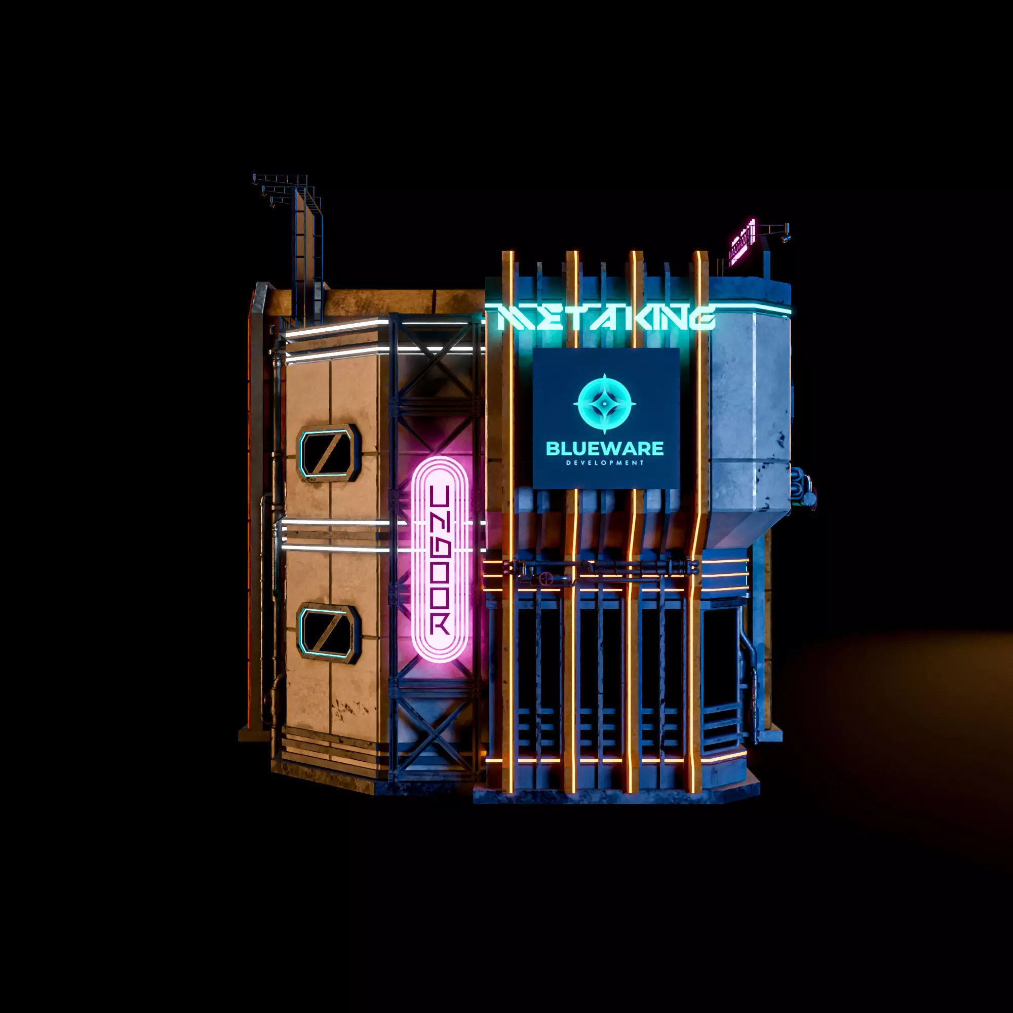 SCIFI CYBERPUNK FUTURISTIC NEON BUILDING 04 Low-poly 3D model_7