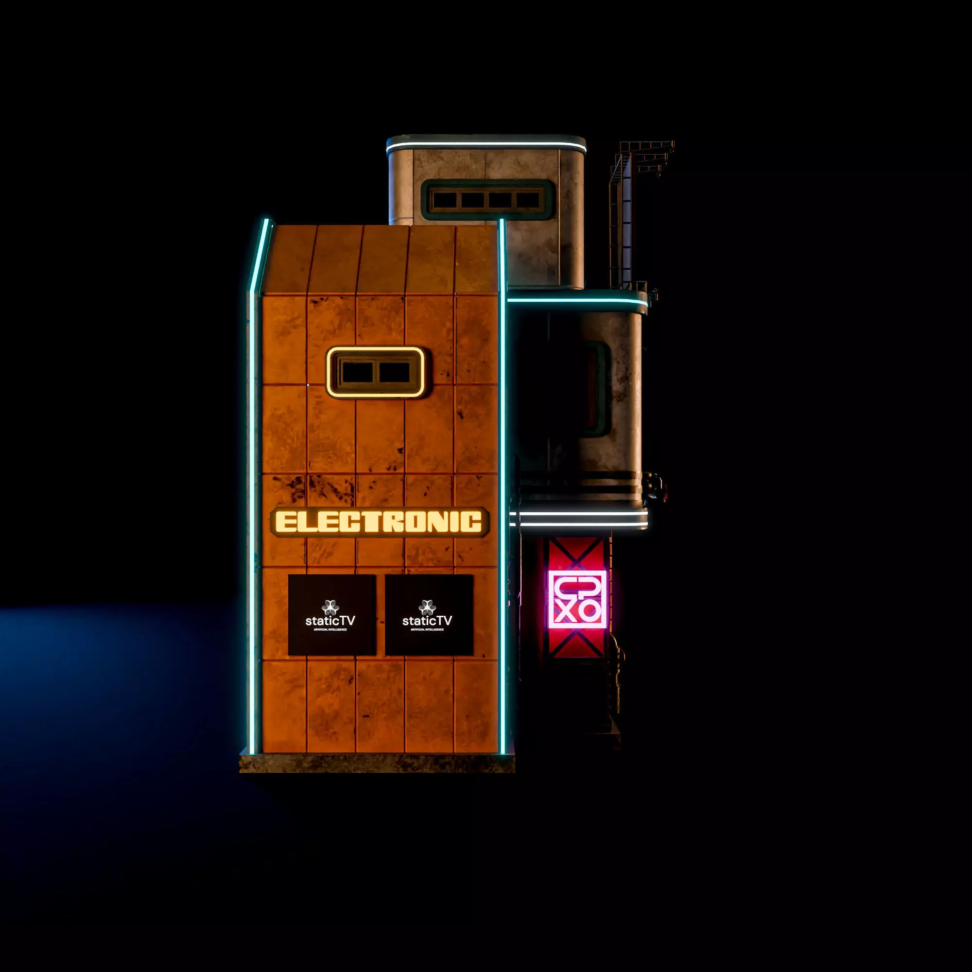 SCIFI CYBERPUNK FUTURISTIC NEON BUILDING 05 Low-poly 3D model_3