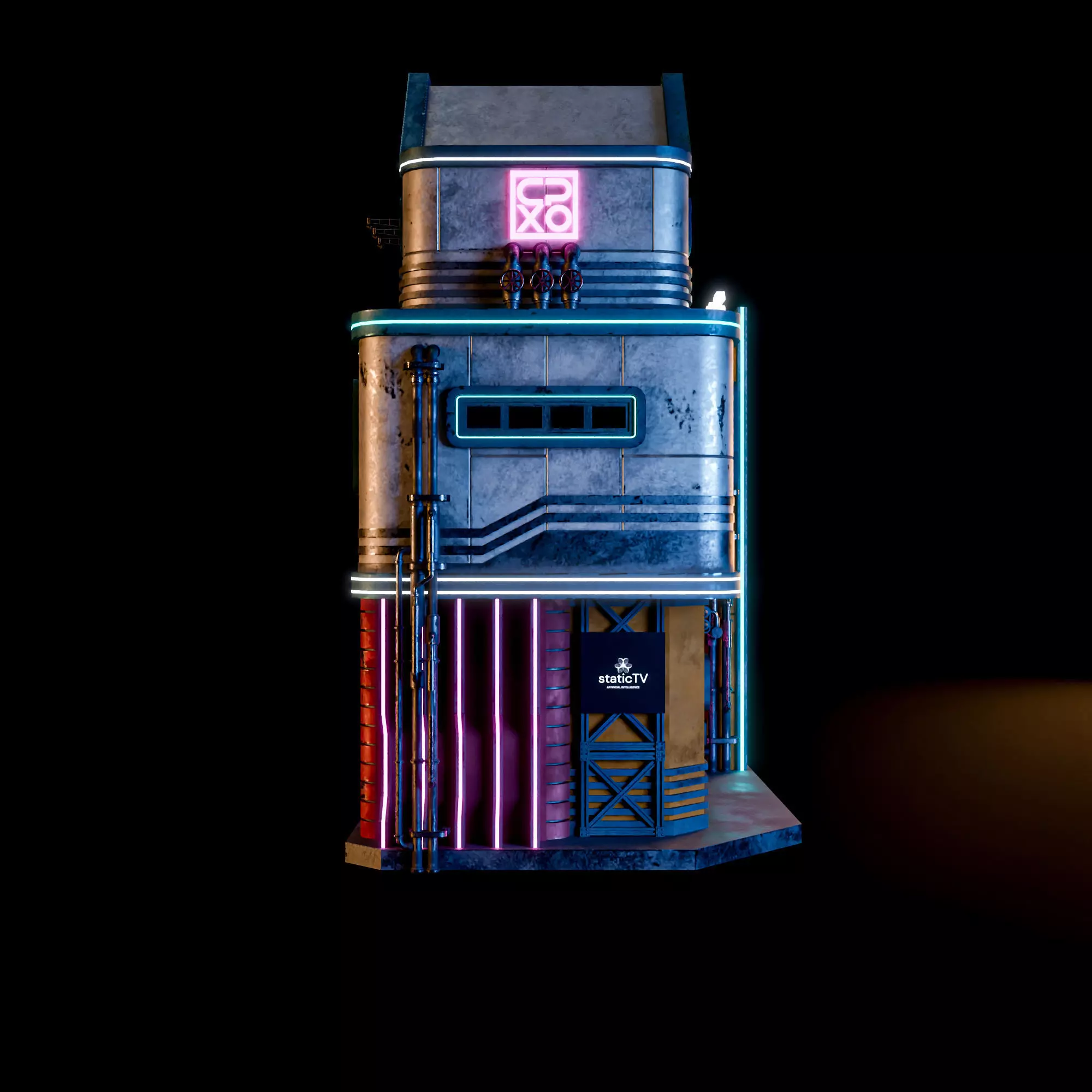 SCIFI CYBERPUNK FUTURISTIC NEON BUILDING 05 Low-poly 3D model_7