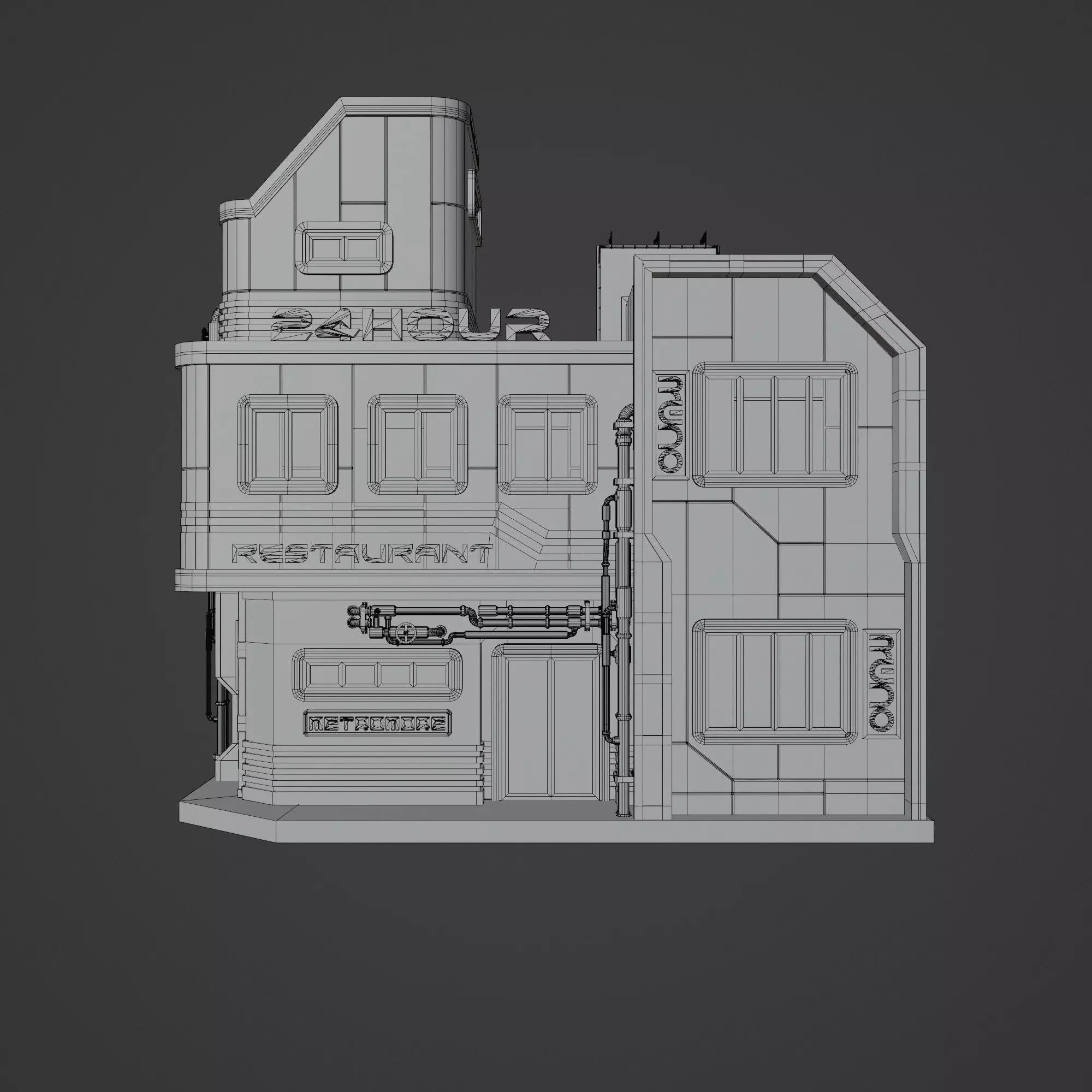 SCIFI CYBERPUNK FUTURISTIC NEON BUILDING 05 Low-poly 3D model_11