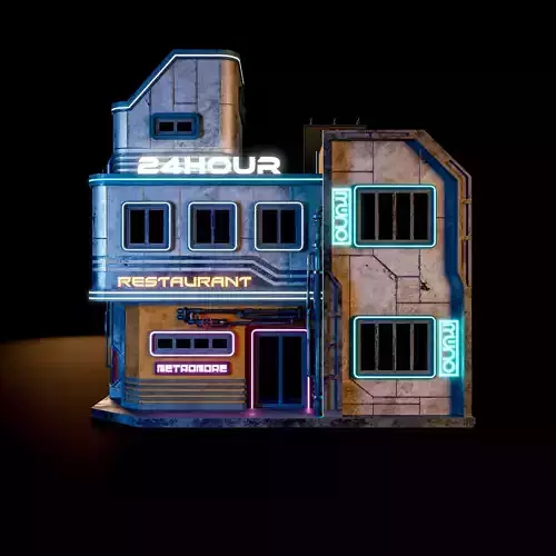 SCIFI CYBERPUNK FUTURISTIC NEON BUILDING 05 Low-poly 3D model SCIFI CYBERPUNK FUTURISTIC NEON BUILDING 05 Low-poly 3D model