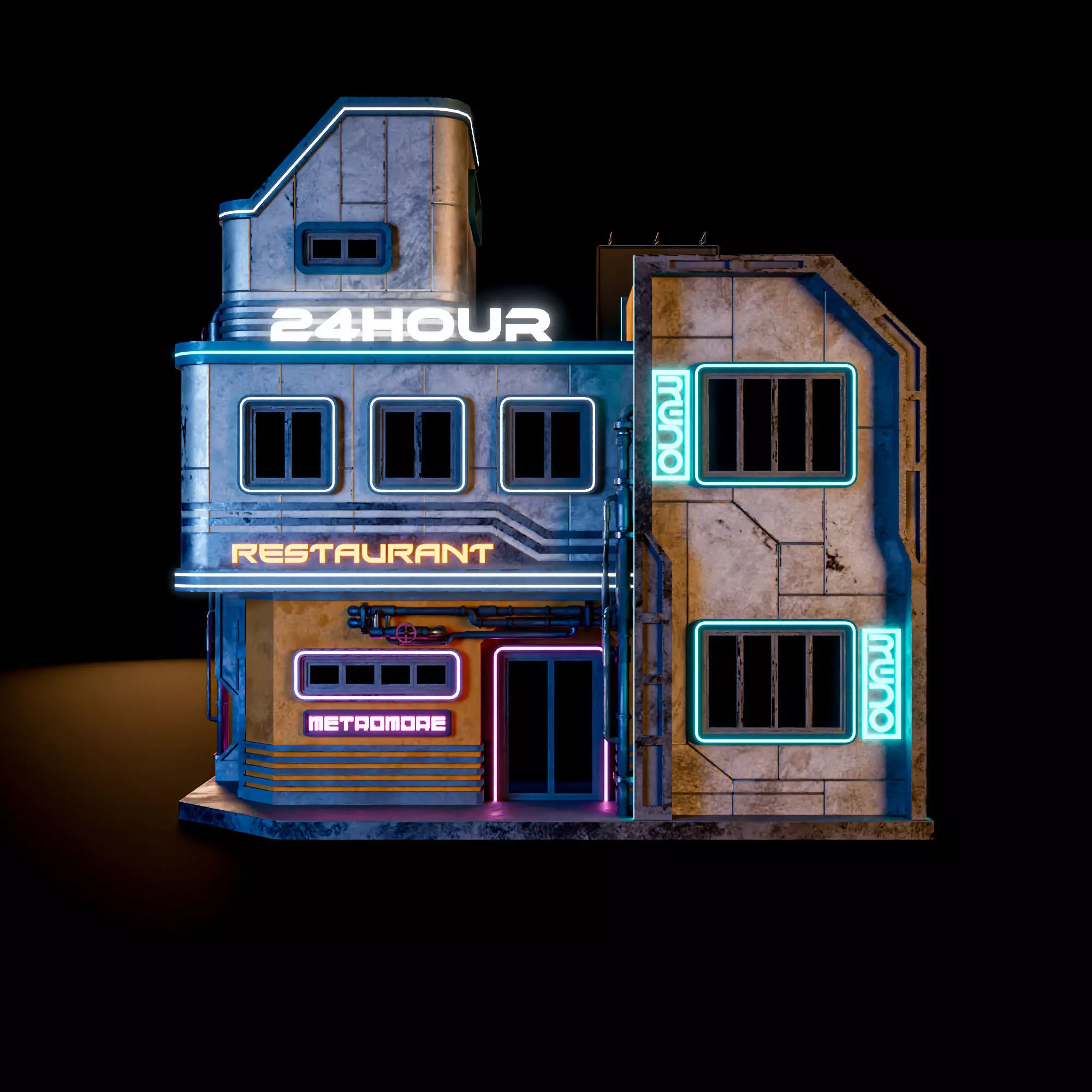 SCIFI CYBERPUNK FUTURISTIC NEON BUILDING 05 Low-poly 3D model_0