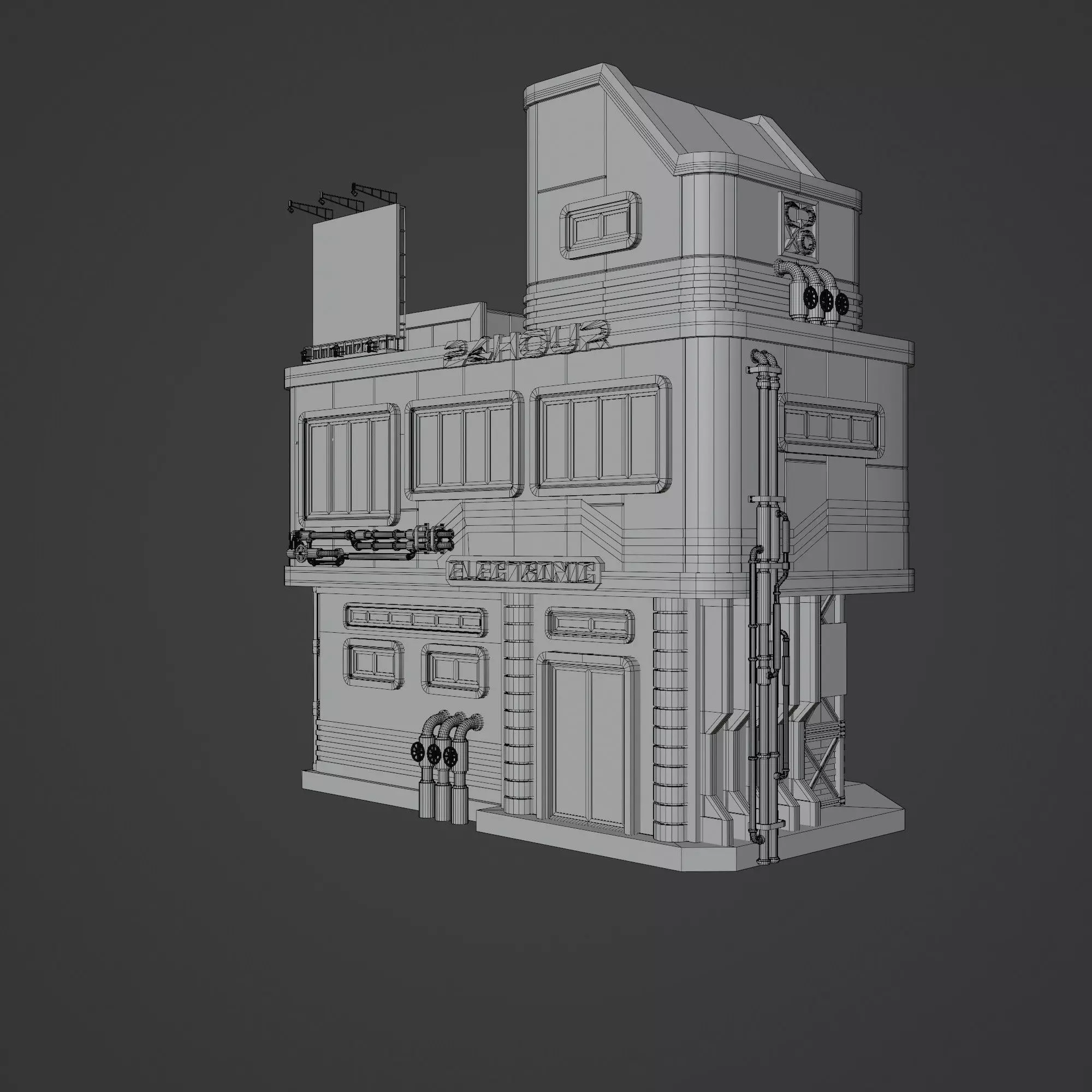 SCIFI CYBERPUNK FUTURISTIC NEON BUILDING 05 Low-poly 3D model_12