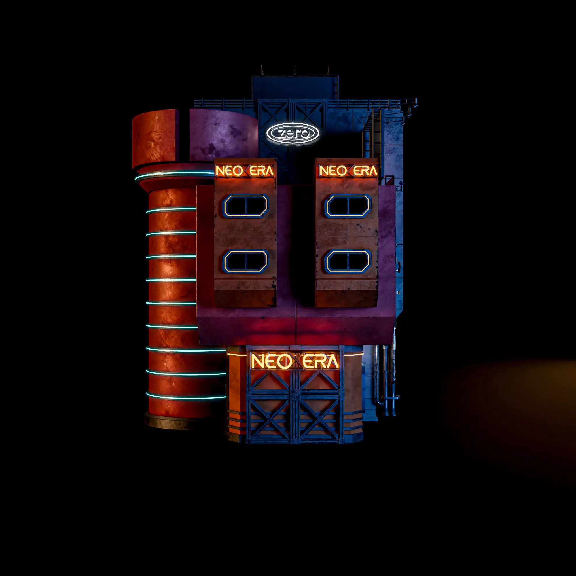 SCIFI CYBERPUNK FUTURISTIC NEON BUILDING 06 Low-poly 3D model_7