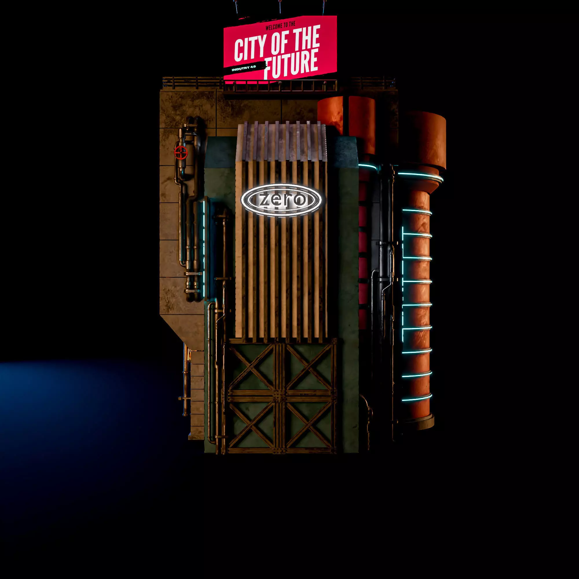 SCIFI CYBERPUNK FUTURISTIC NEON BUILDING 06 Low-poly 3D model_3