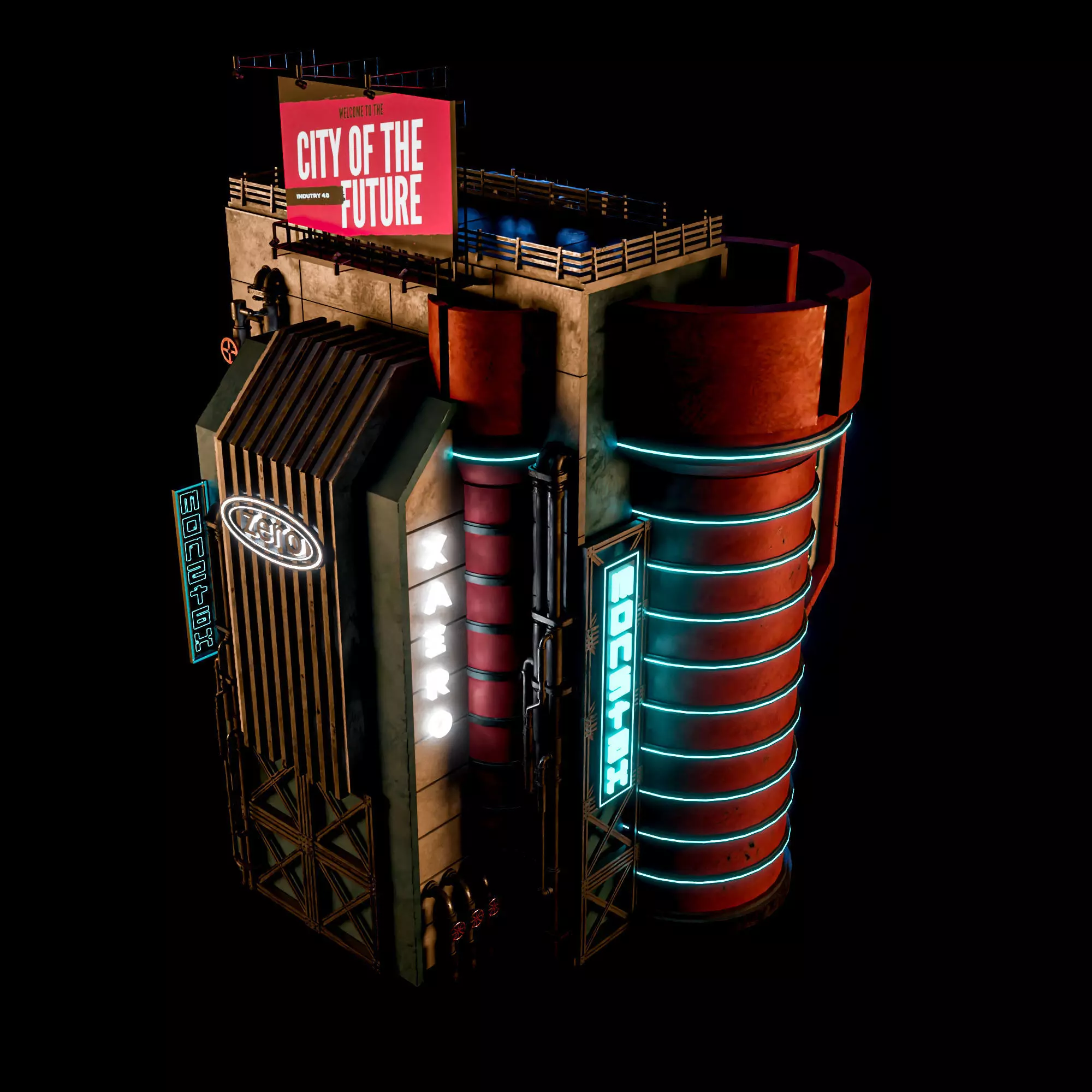SCIFI CYBERPUNK FUTURISTIC NEON BUILDING 06 Low-poly 3D model_10