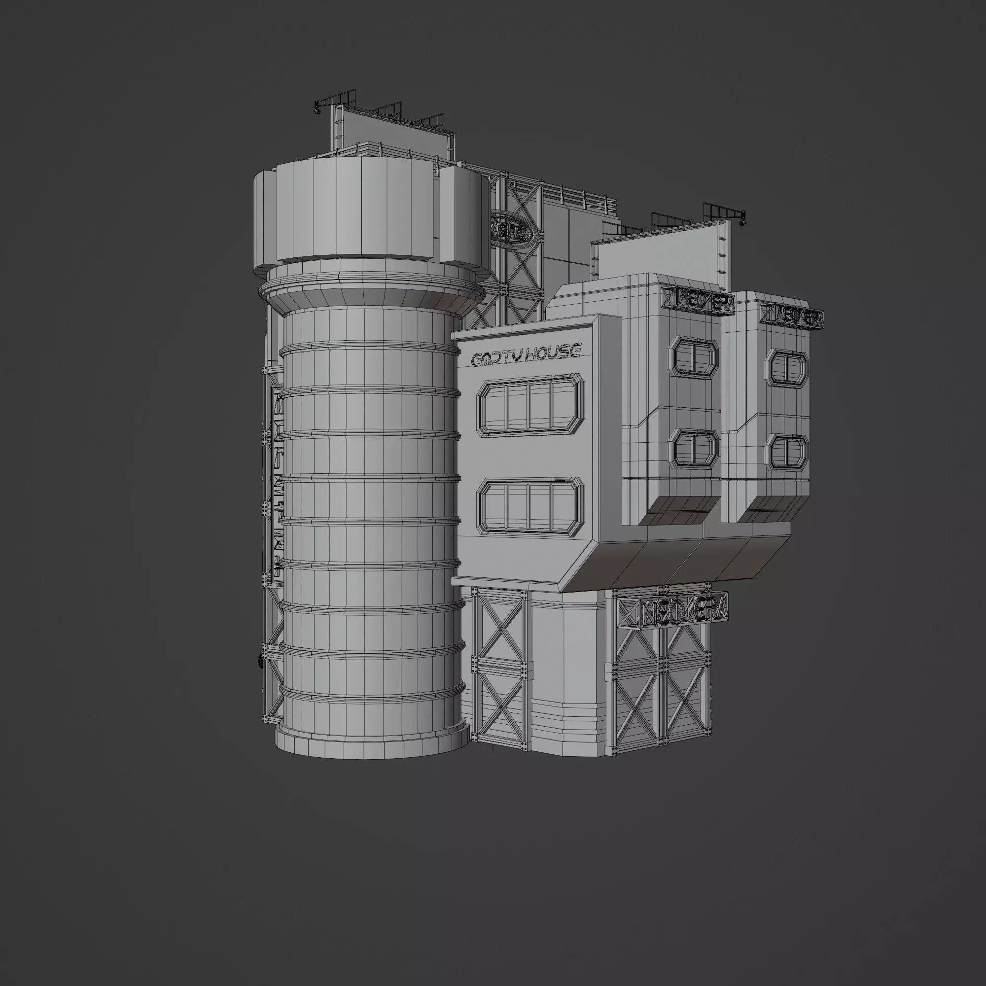 SCIFI CYBERPUNK FUTURISTIC NEON BUILDING 06 Low-poly 3D model_12