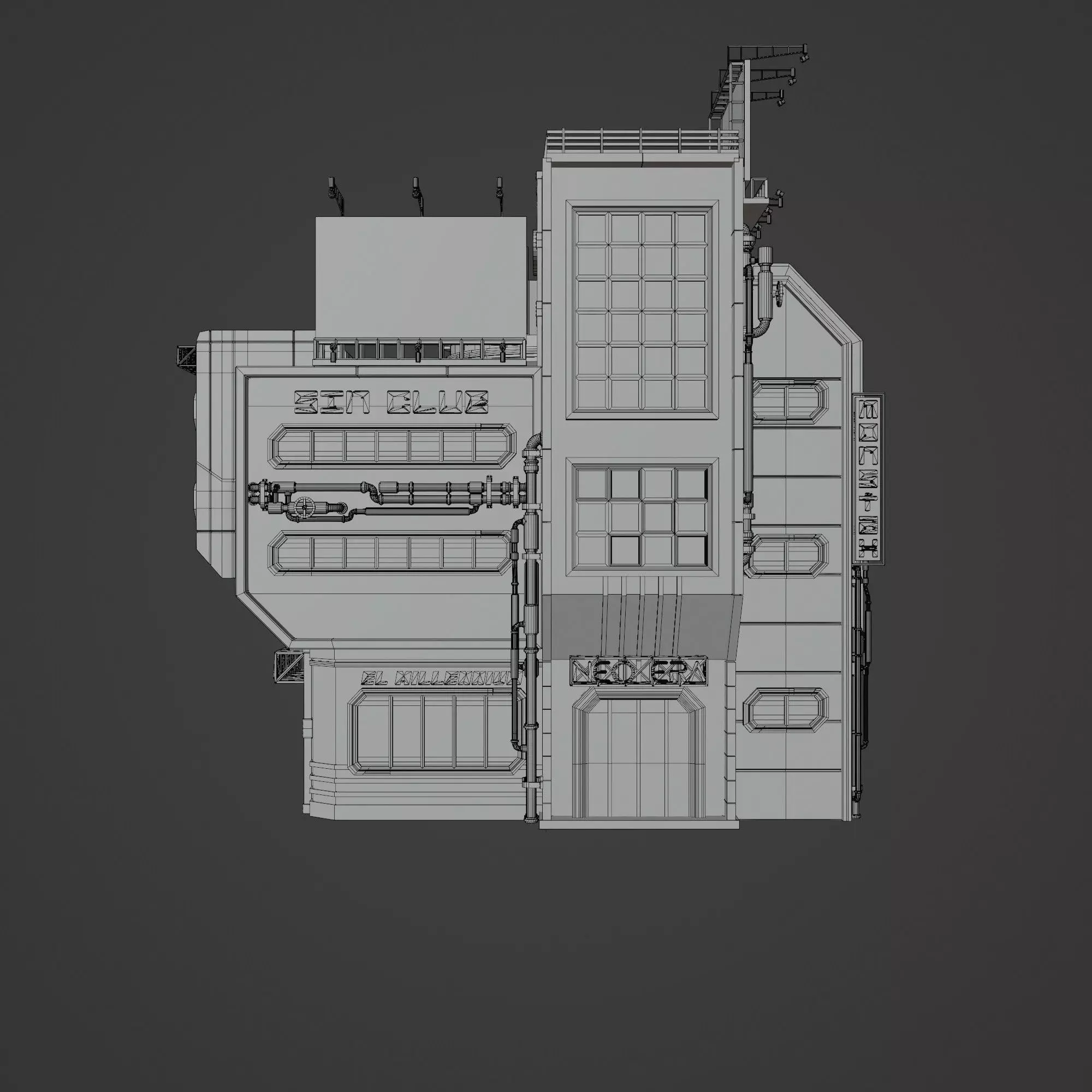 SCIFI CYBERPUNK FUTURISTIC NEON BUILDING 06 Low-poly 3D model_11