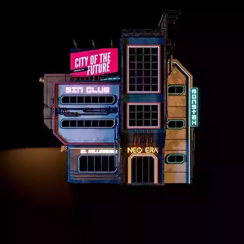 SCIFI CYBERPUNK FUTURISTIC NEON BUILDING 06 Low-poly 3D model SCIFI CYBERPUNK FUTURISTIC NEON BUILDING 06 Low-poly 3D model