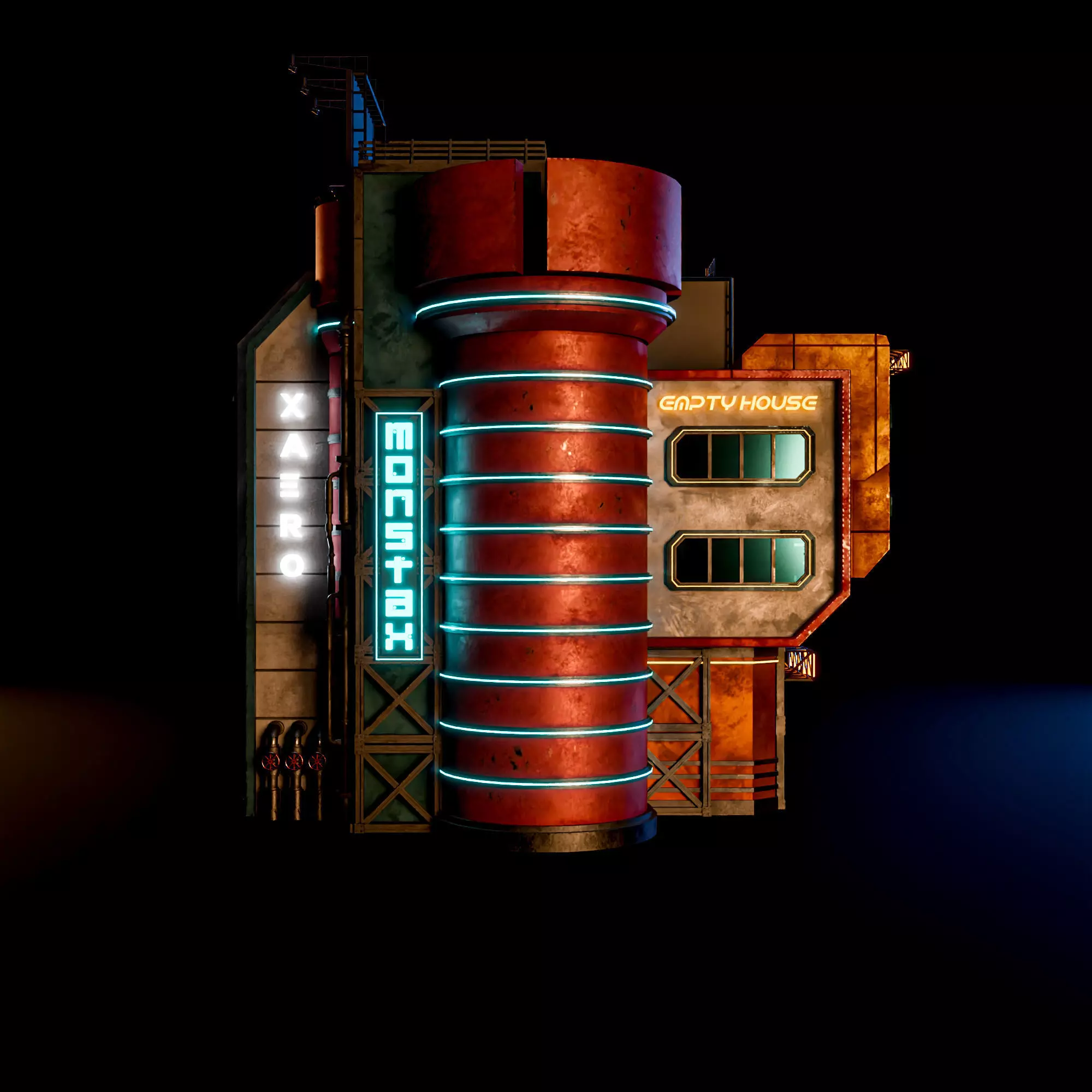 SCIFI CYBERPUNK FUTURISTIC NEON BUILDING 06 Low-poly 3D model_5