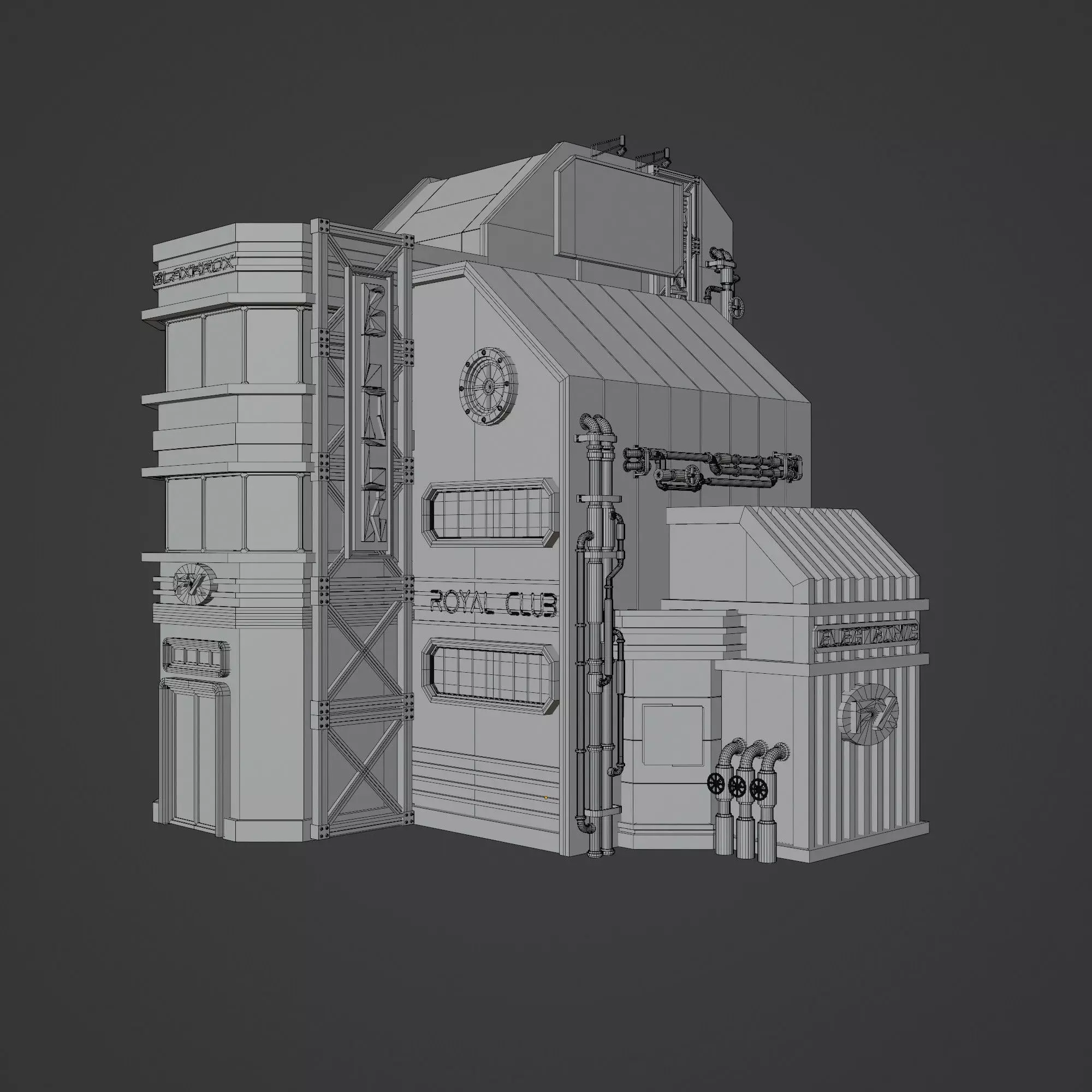 SCIFI CYBERPUNK FUTURISTIC NEON BUILDING 07 Low-poly 3D model_12
