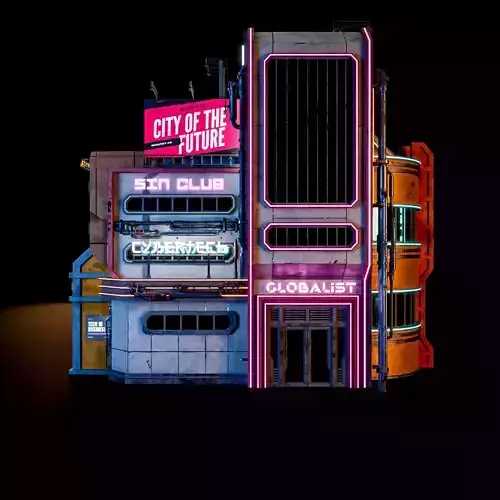 SCIFI CYBERPUNK FUTURISTIC NEON BUILDING 07 Low-poly 3D model SCIFI CYBERPUNK FUTURISTIC NEON BUILDING 07 Low-poly 3D model