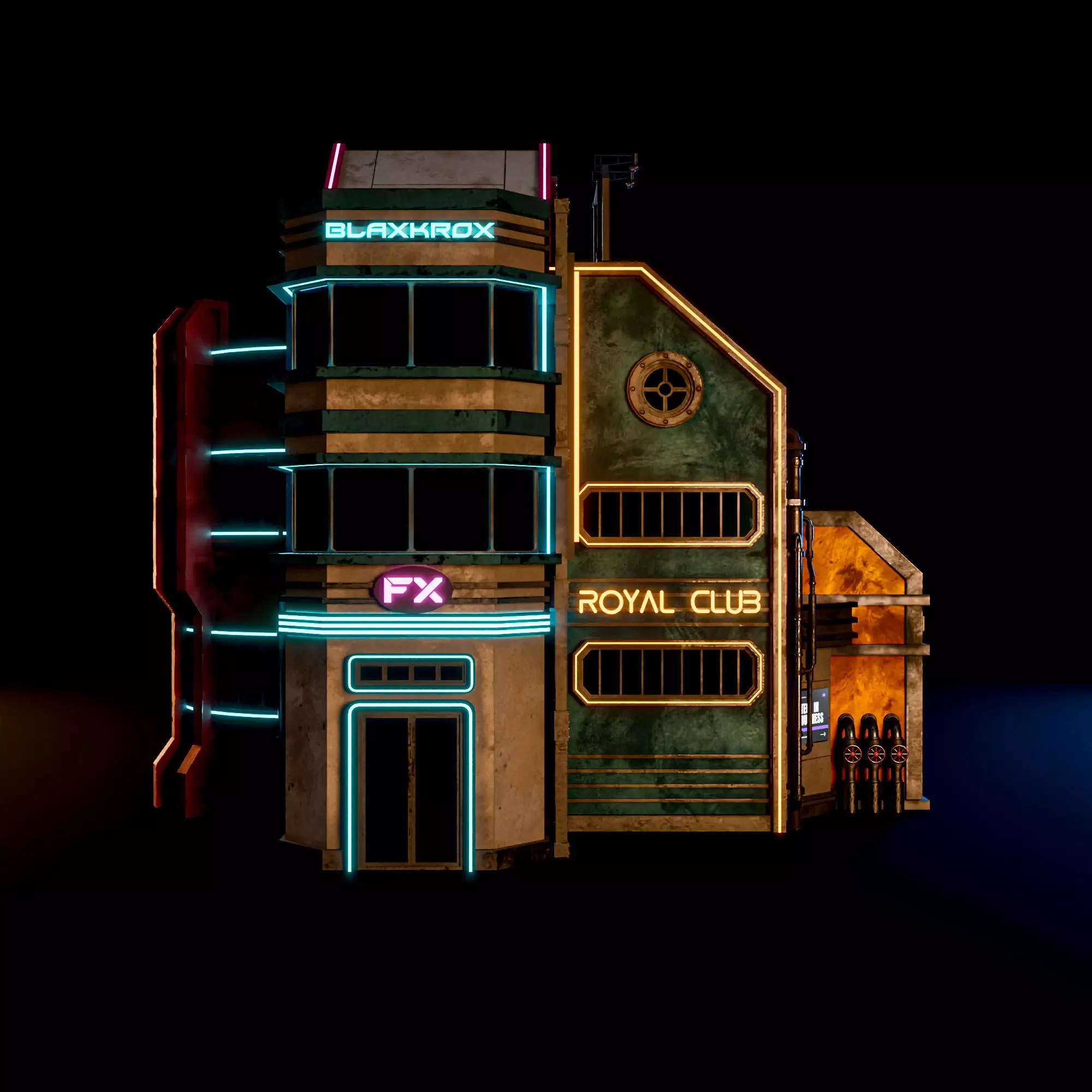 SCIFI CYBERPUNK FUTURISTIC NEON BUILDING 07 Low-poly 3D model_5