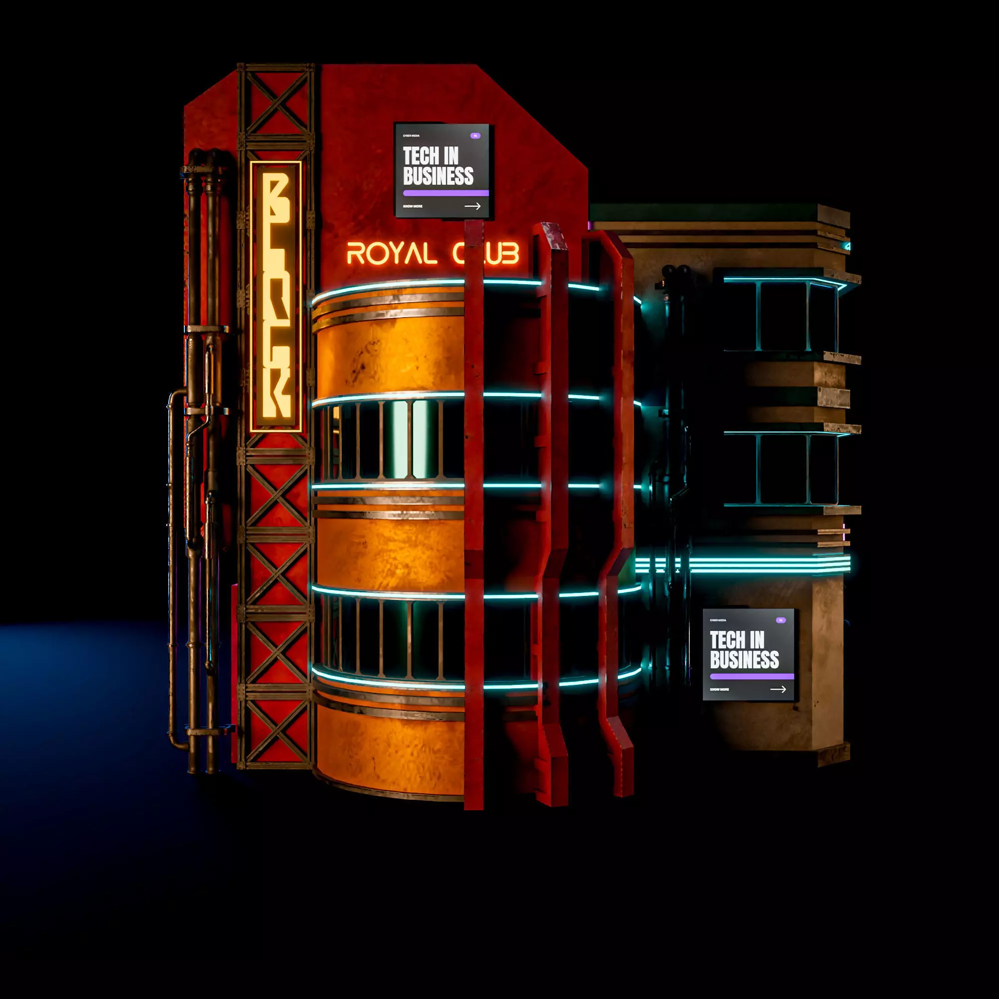 SCIFI CYBERPUNK FUTURISTIC NEON BUILDING 07 Low-poly 3D model_3