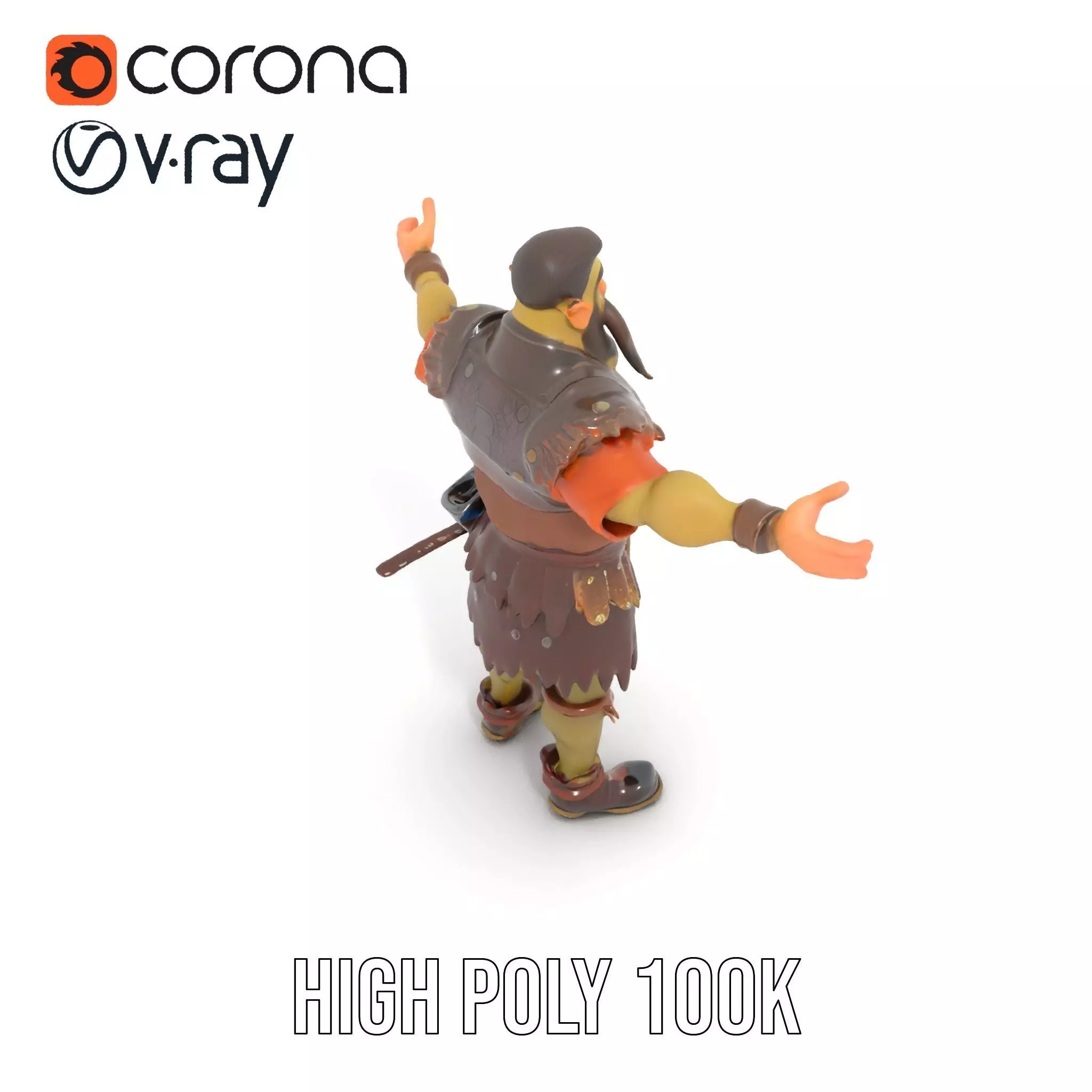 Orc Warrior Model Pack with Detailed Armor Low-poly 3D model_12