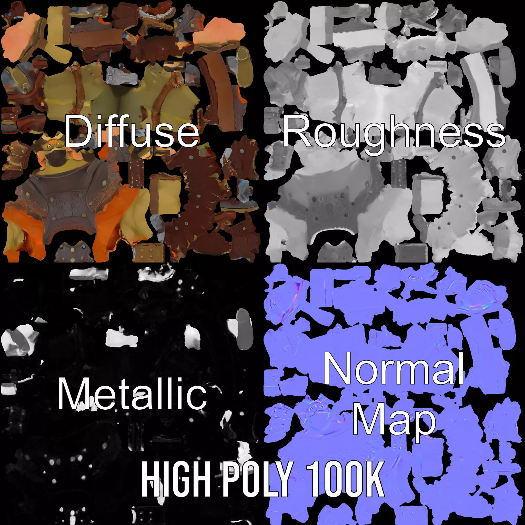 Orc Warrior Model Pack with Detailed Armor Low-poly 3D model_4