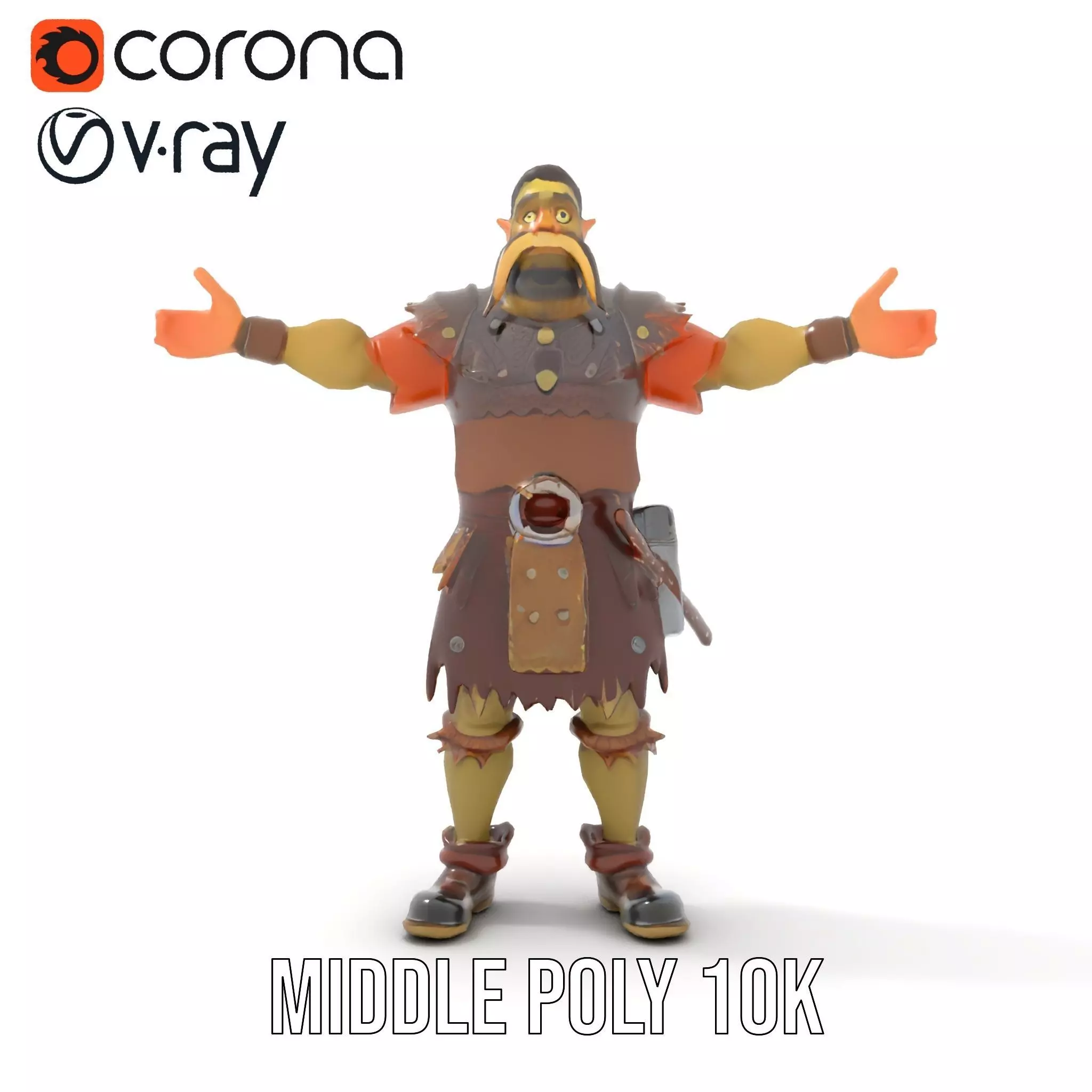 Orc Warrior Model Pack with Detailed Armor Low-poly 3D model_7