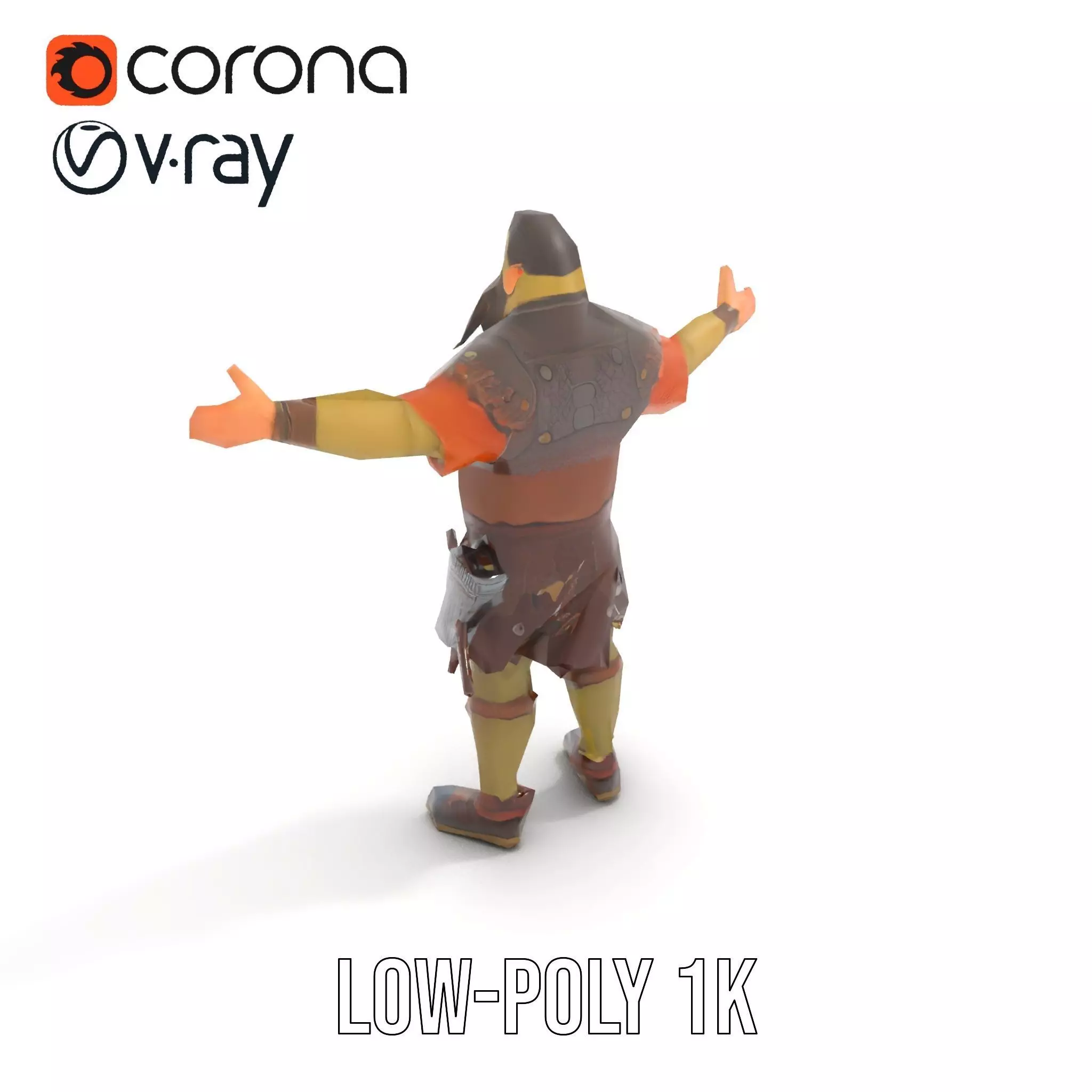 Orc Warrior Model Pack with Detailed Armor Low-poly 3D model_9