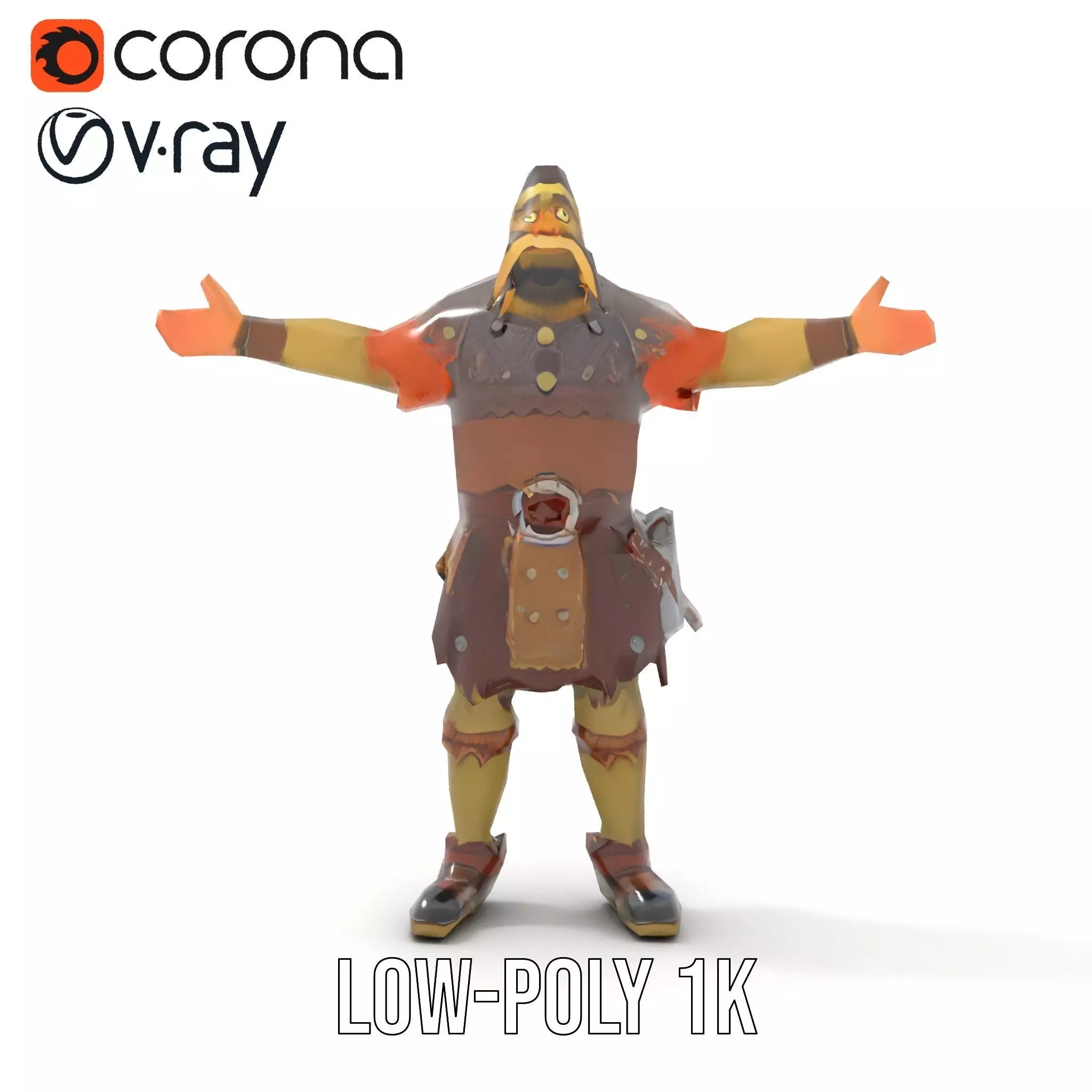 Orc Warrior Model Pack with Detailed Armor Low-poly 3D model_8