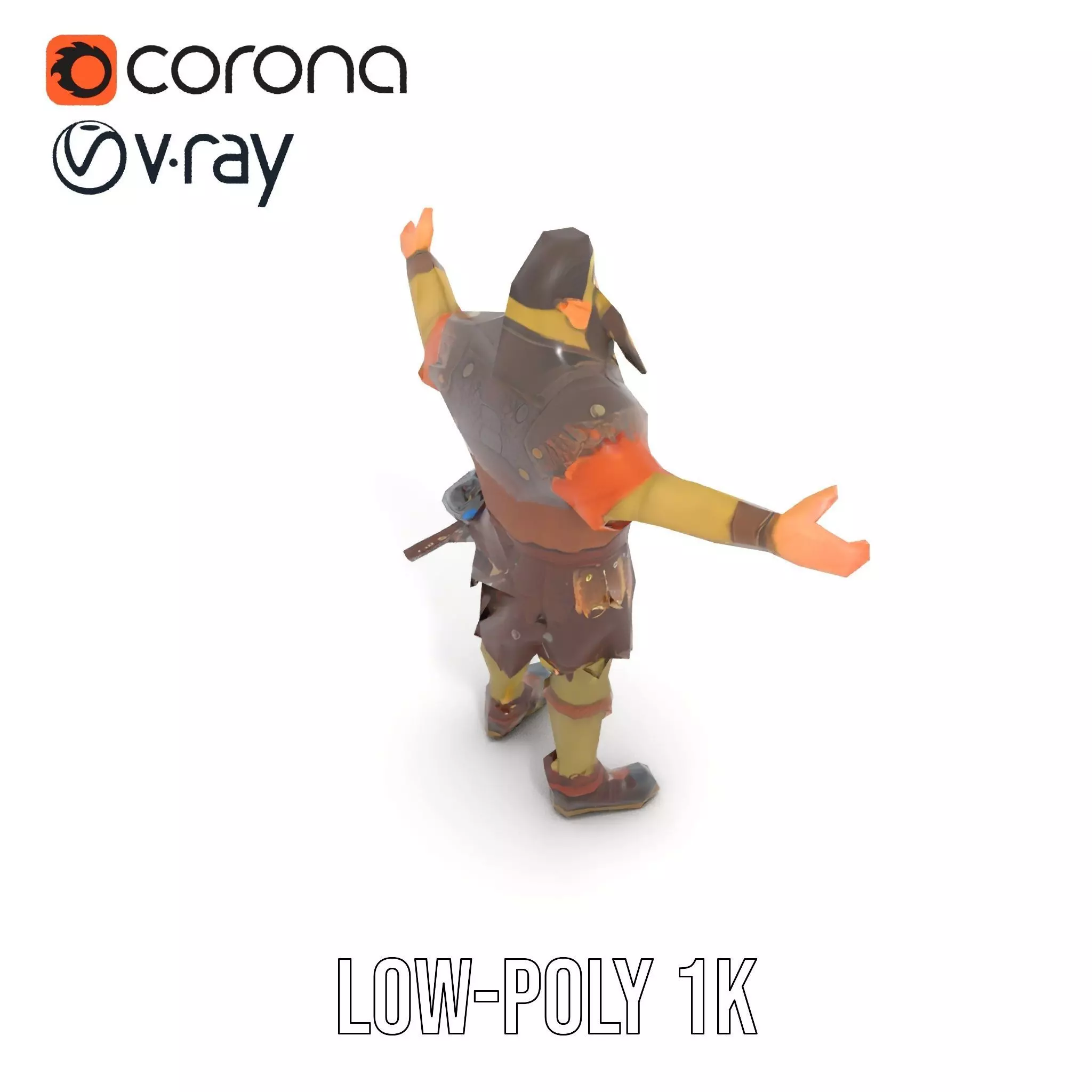 Orc Warrior Model Pack with Detailed Armor Low-poly 3D model_11