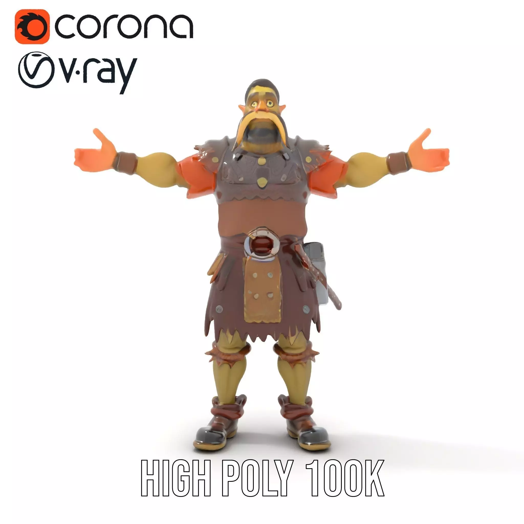 Orc Warrior Model Pack with Detailed Armor Low-poly 3D model_21
