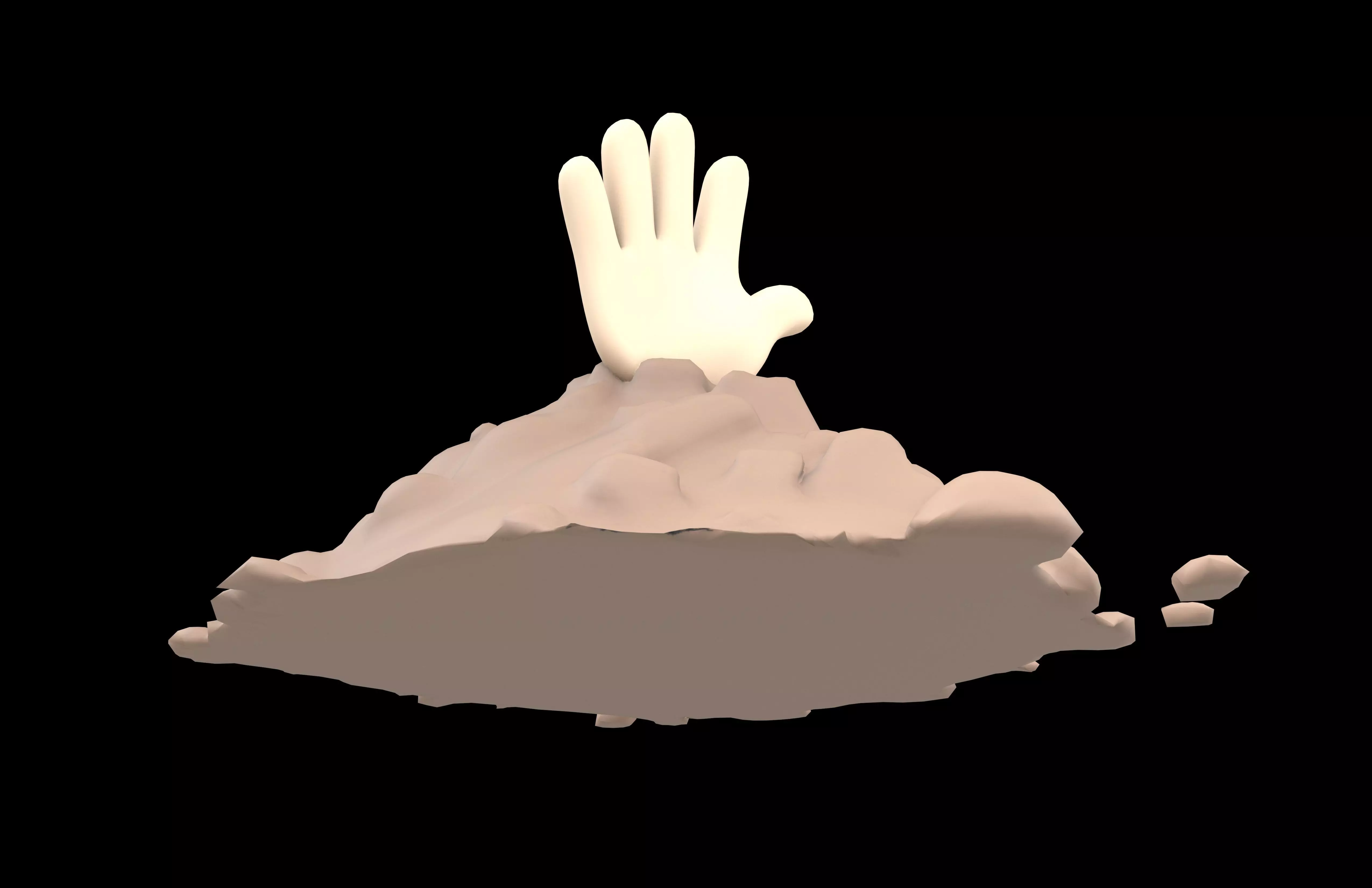 Hand Under Ground Icon v1 001 Low-poly 3D model_3