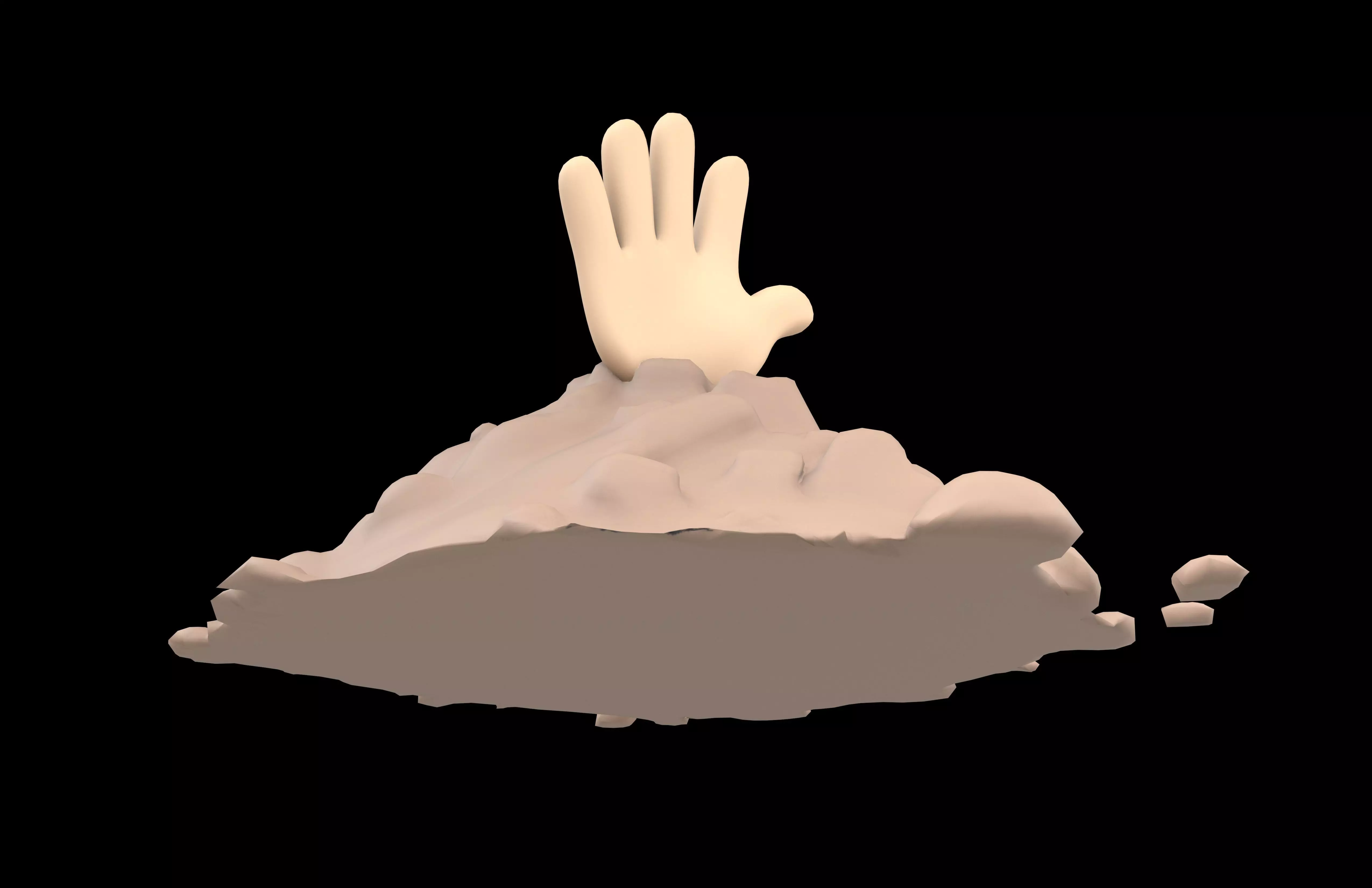 Hand Under Ground Icon v1 002 Low-poly 3D model_3