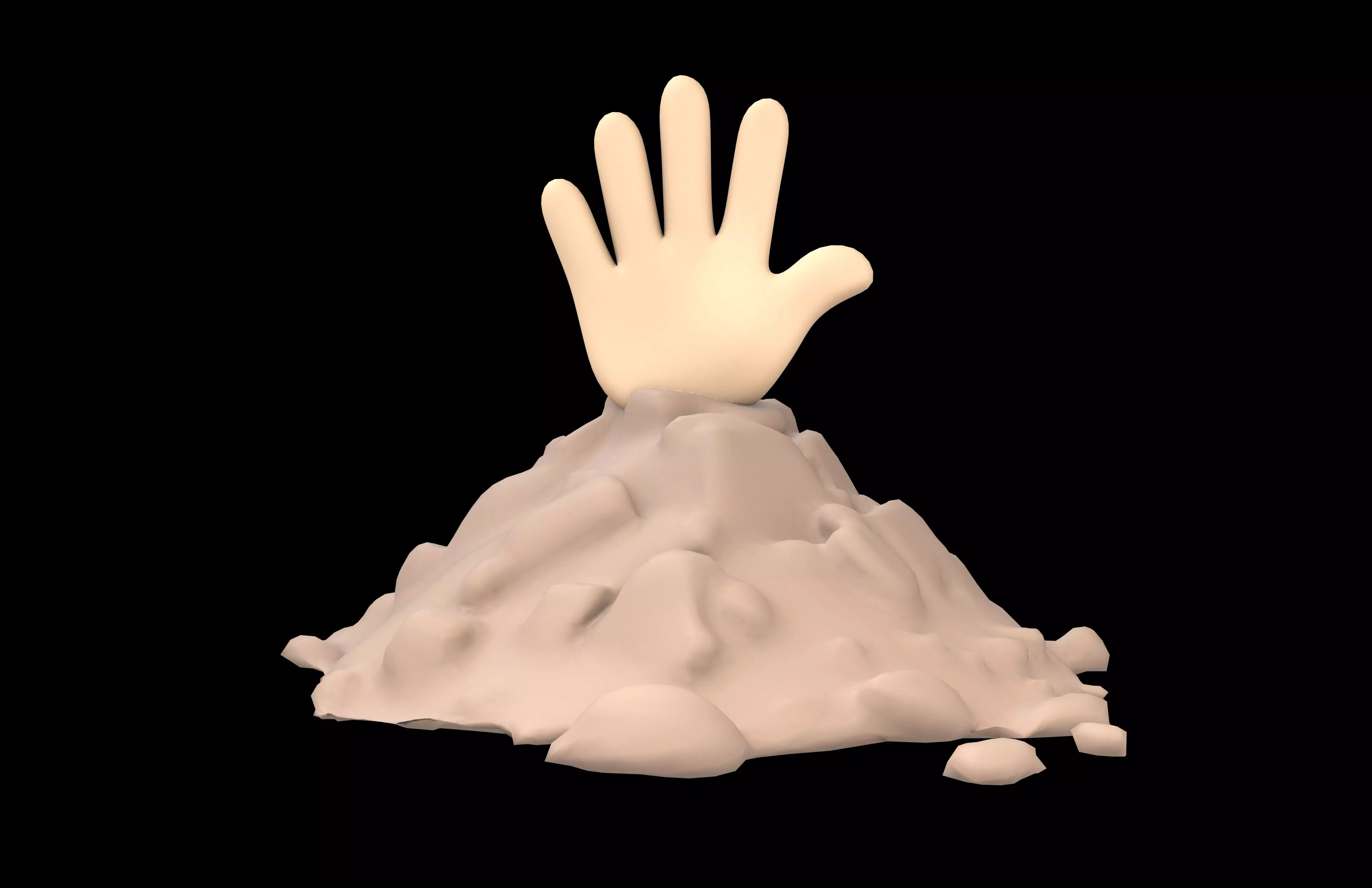 Hand Under Ground Icon v1 002 Low-poly 3D model_2