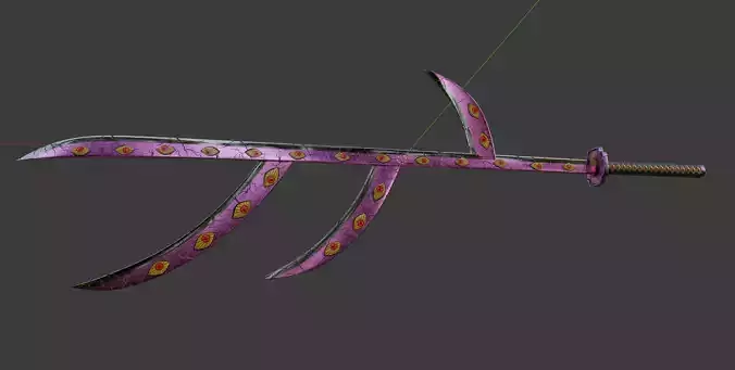 Kokushibo Sword Kyokokukamusari Demon Slayer Kimetsu no Yaiba  Low-poly 3D model
