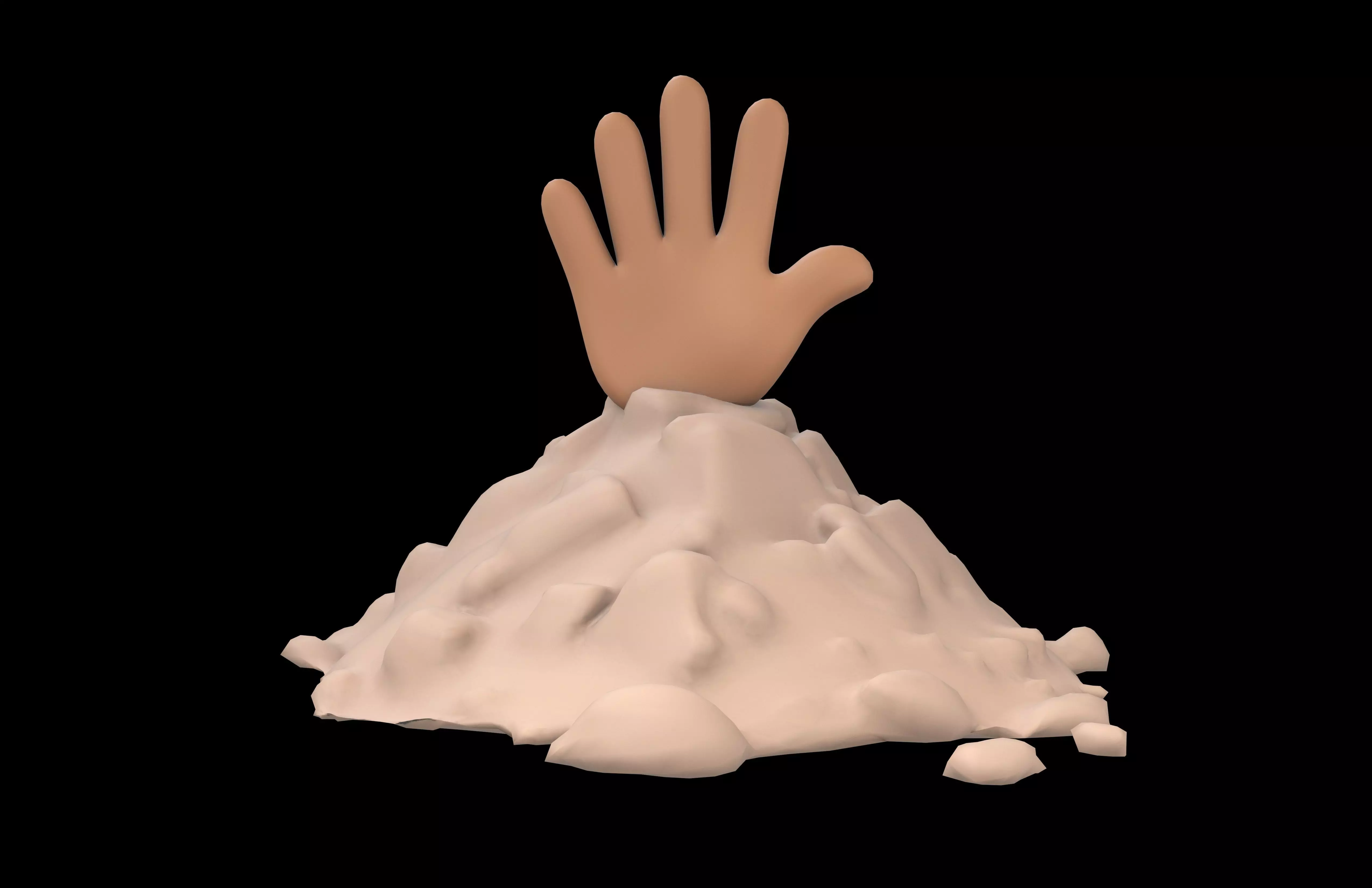 Hand Under Ground Icon v1 003 Low-poly 3D model_1