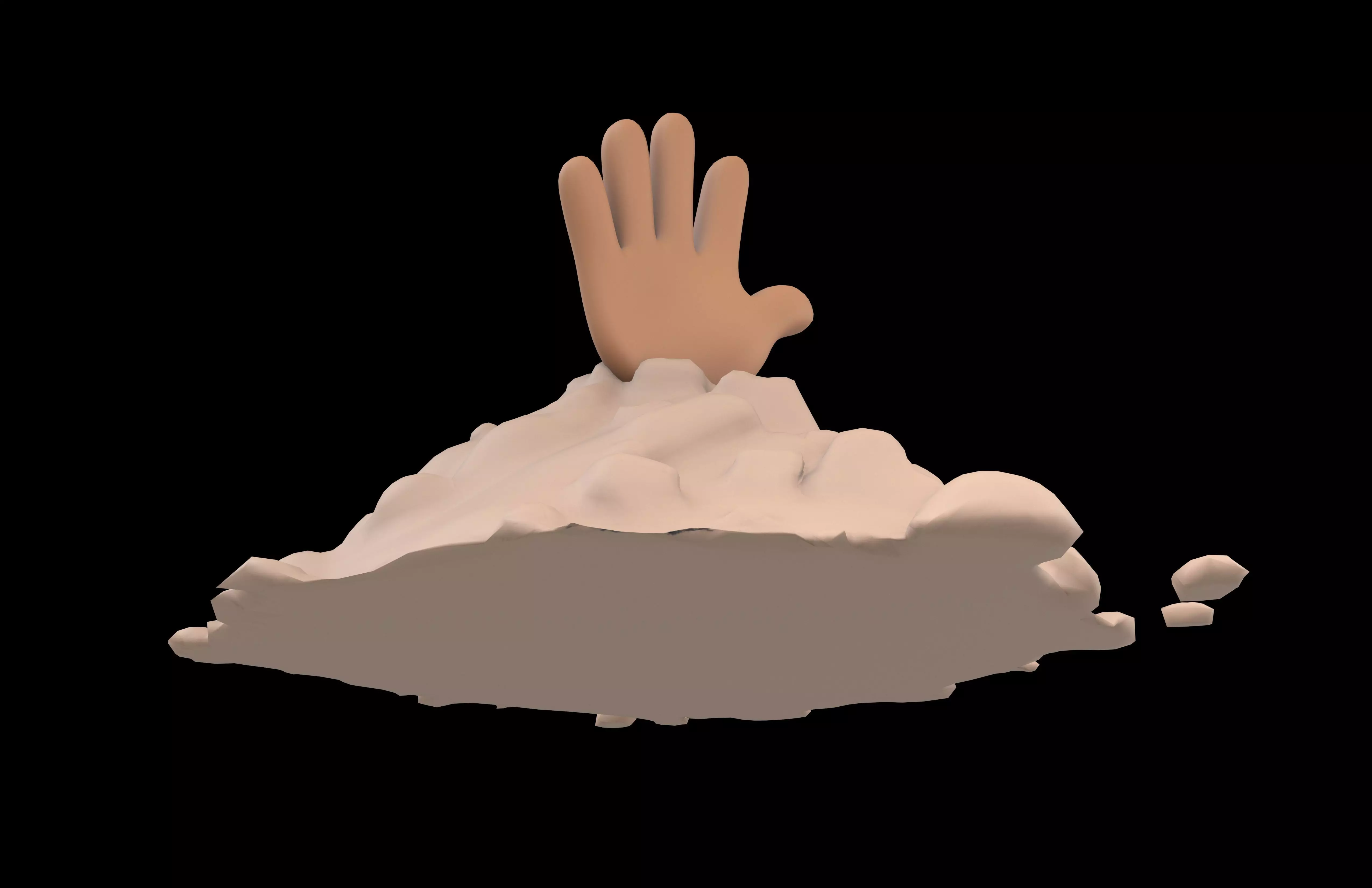 Hand Under Ground Icon v1 003 Low-poly 3D model_2
