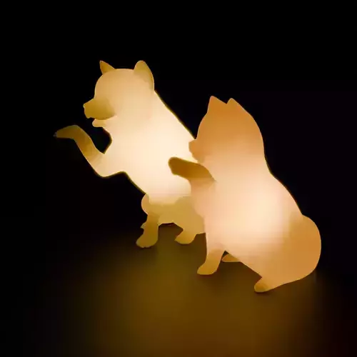 Indirect lighting for dogs shaking hands