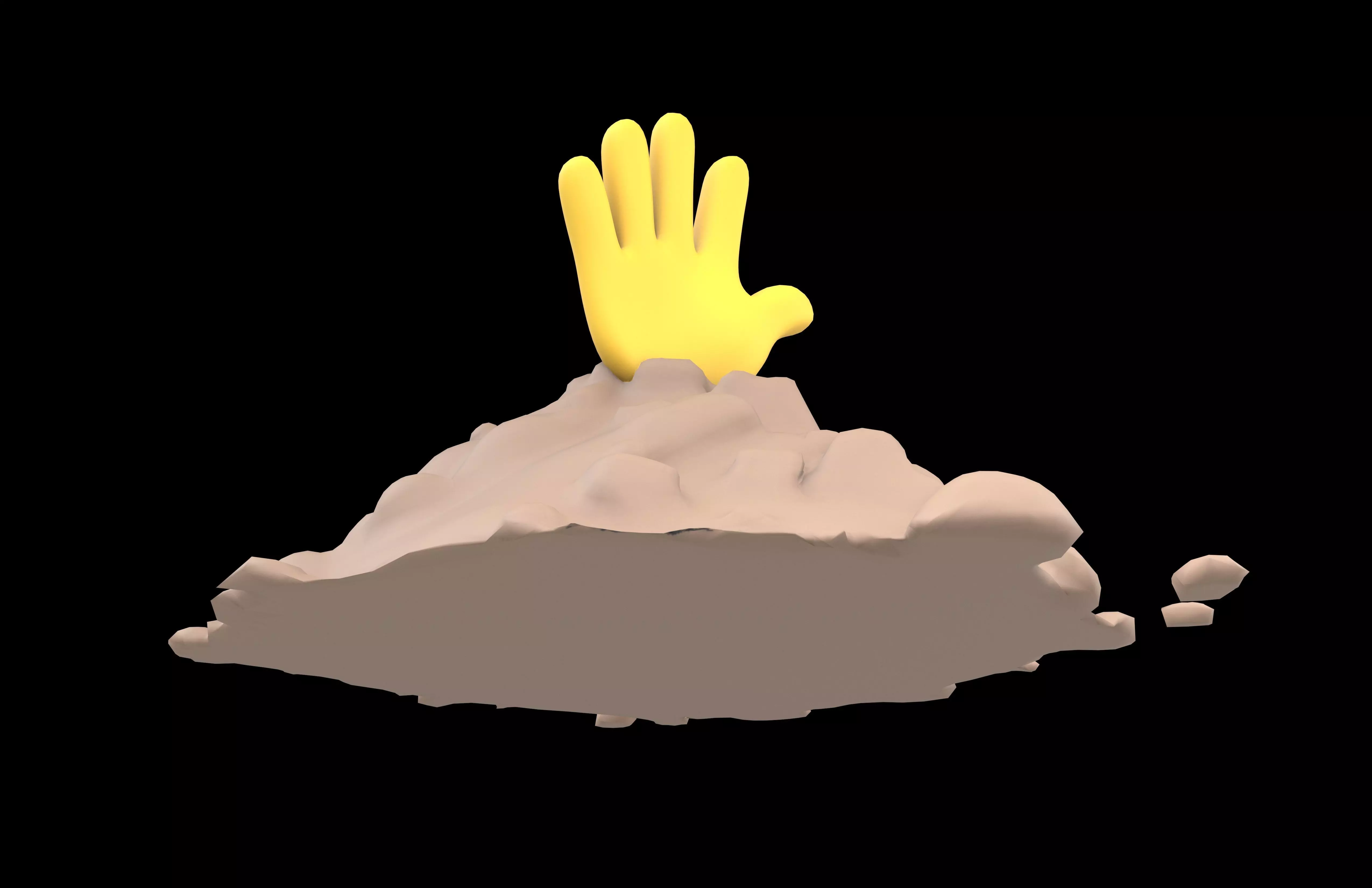Hand Under Ground Icon v1 005 Low-poly 3D model_3