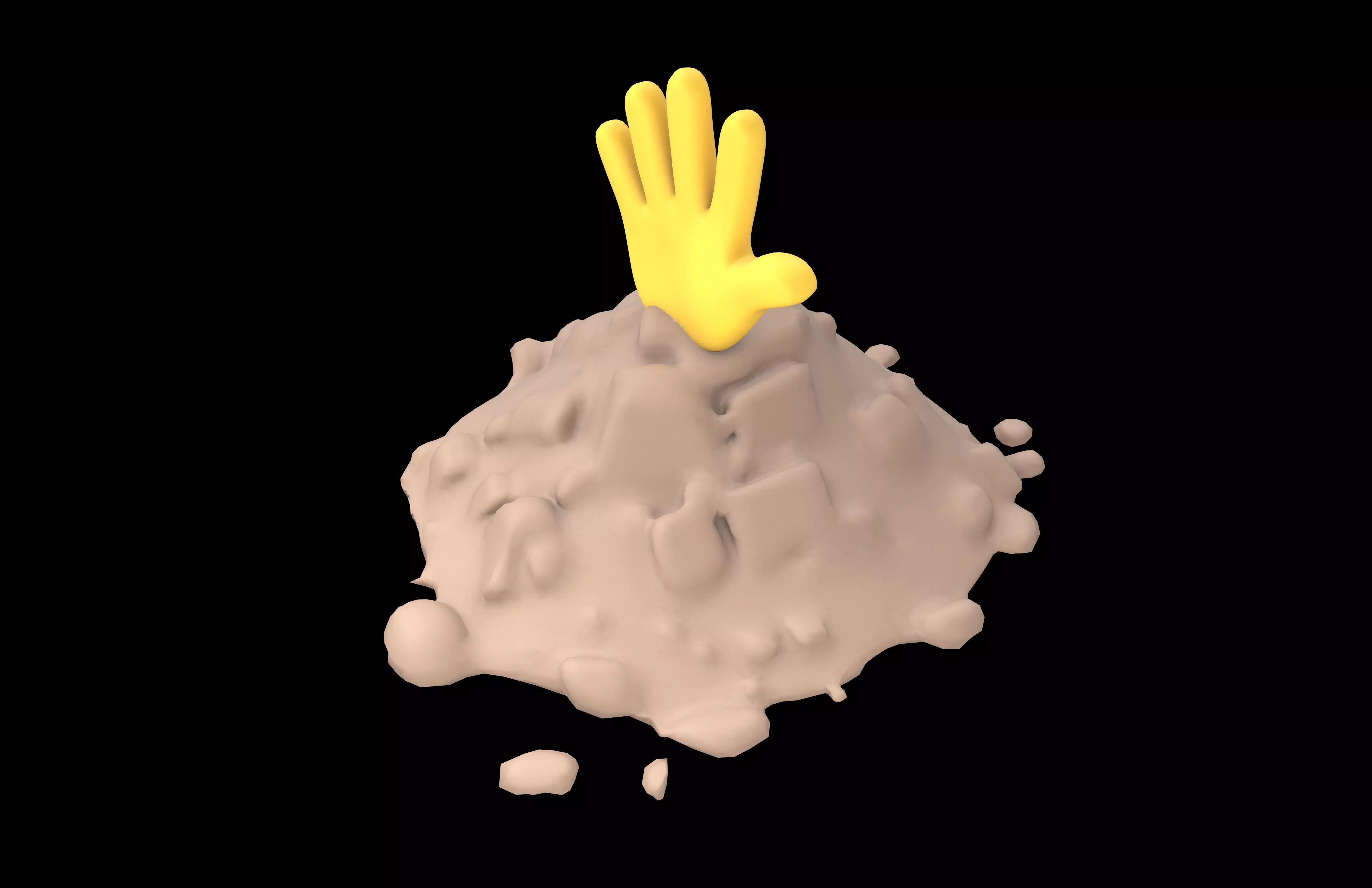 Hand Under Ground Icon v1 005 Low-poly 3D model_2