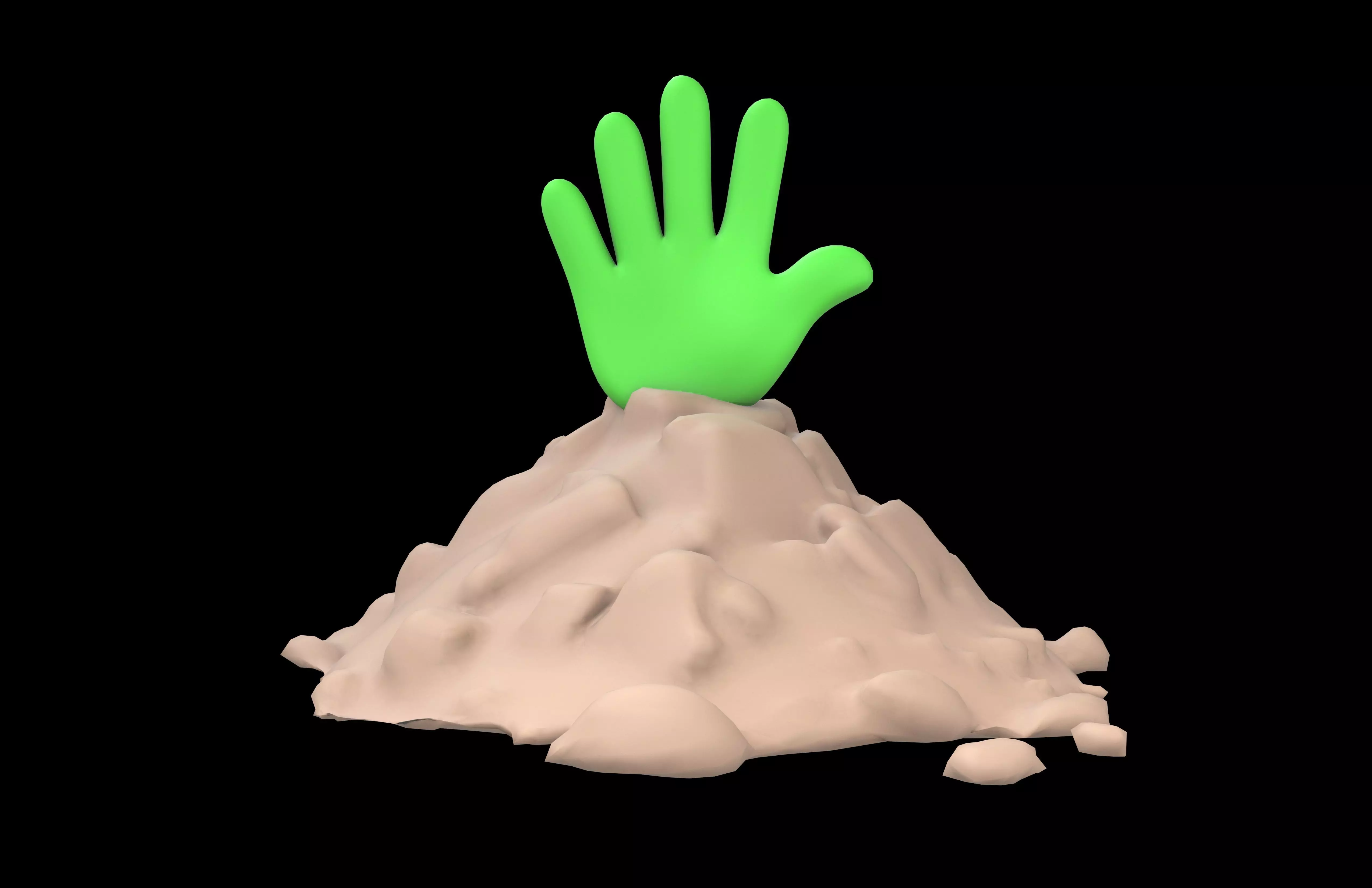 Hand Under Ground Icon v1 006 Low-poly 3D model_1