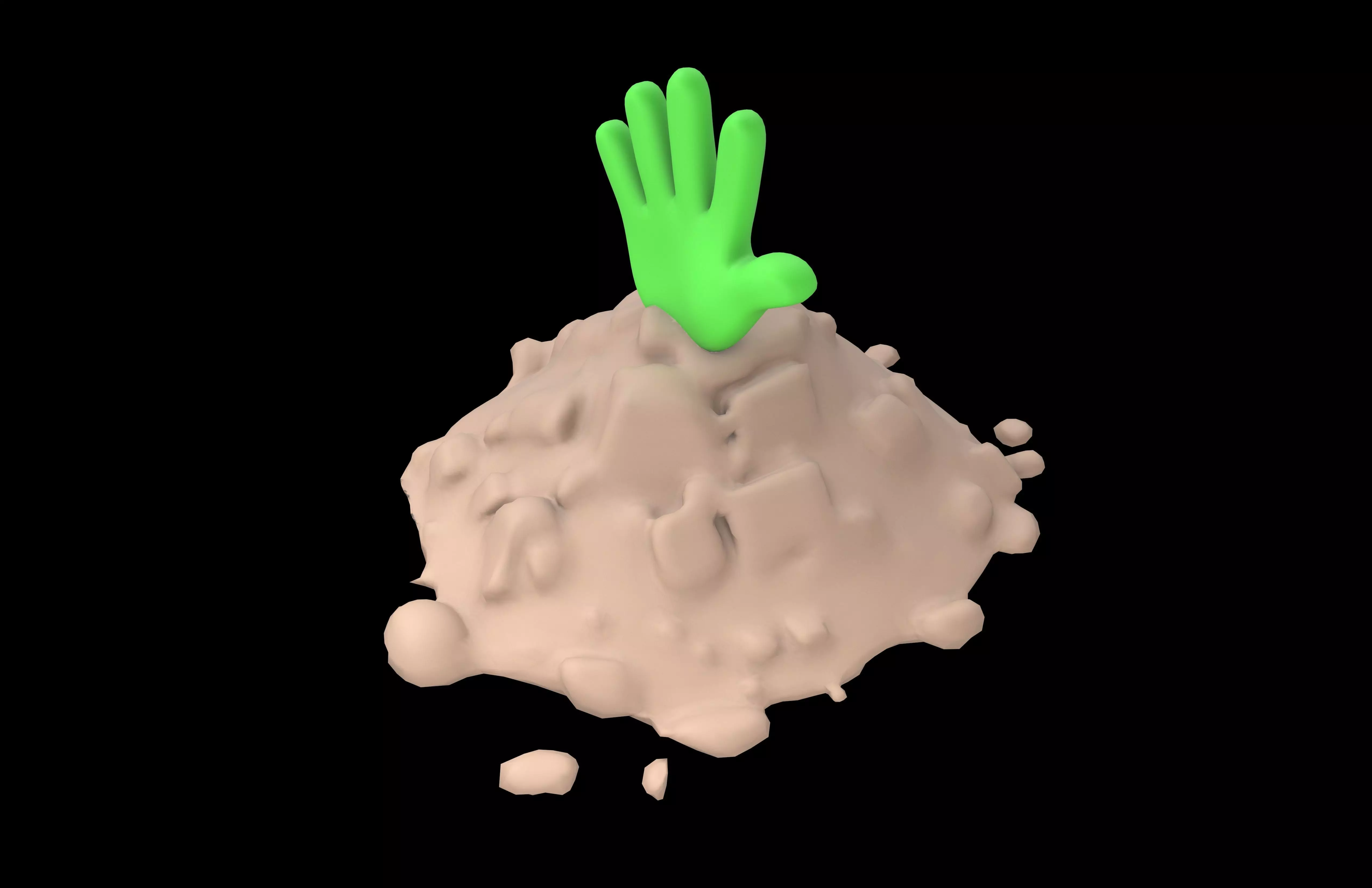 Hand Under Ground Icon v1 006 Low-poly 3D model_2