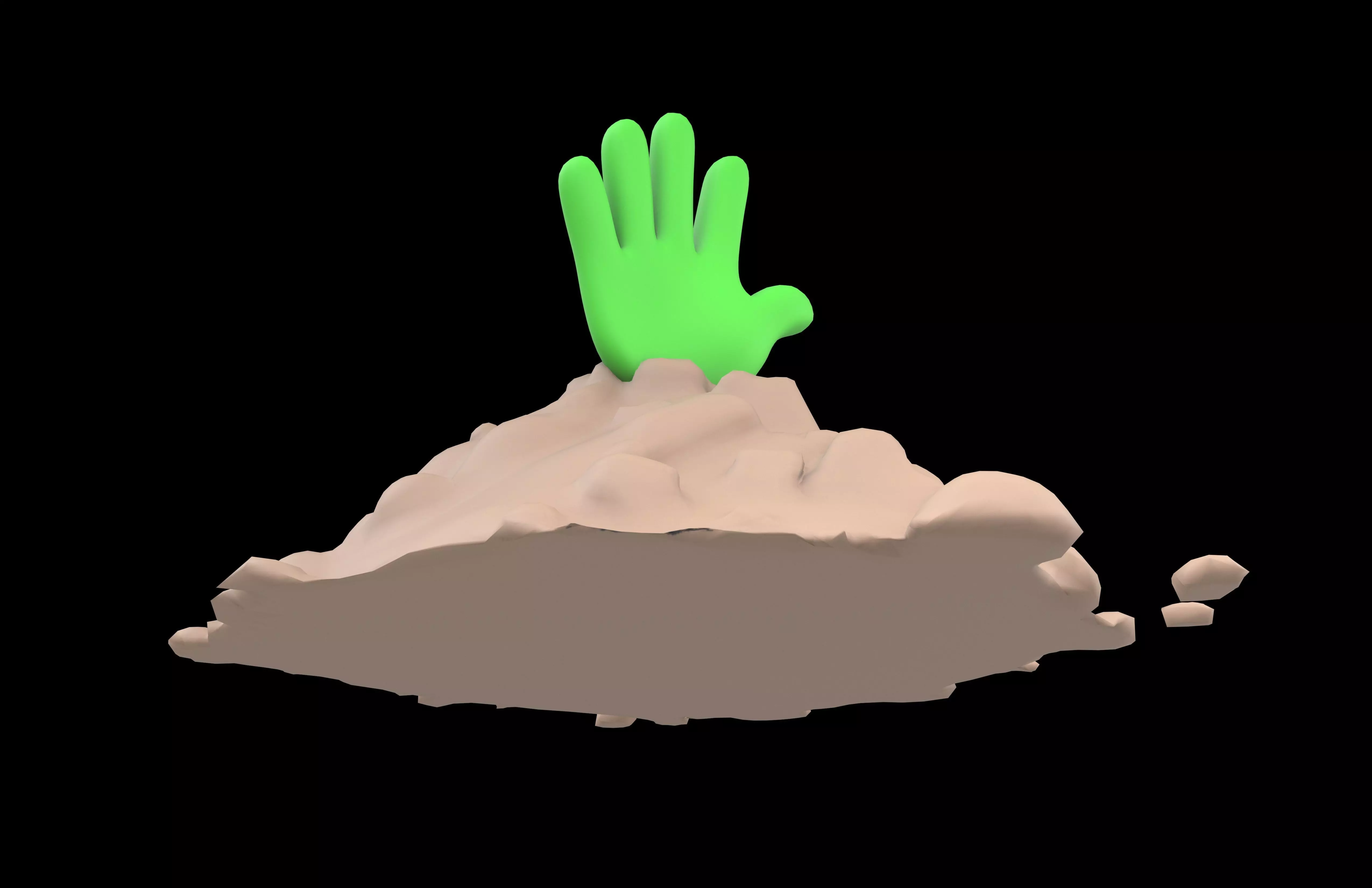 Hand Under Ground Icon v1 006 Low-poly 3D model_3